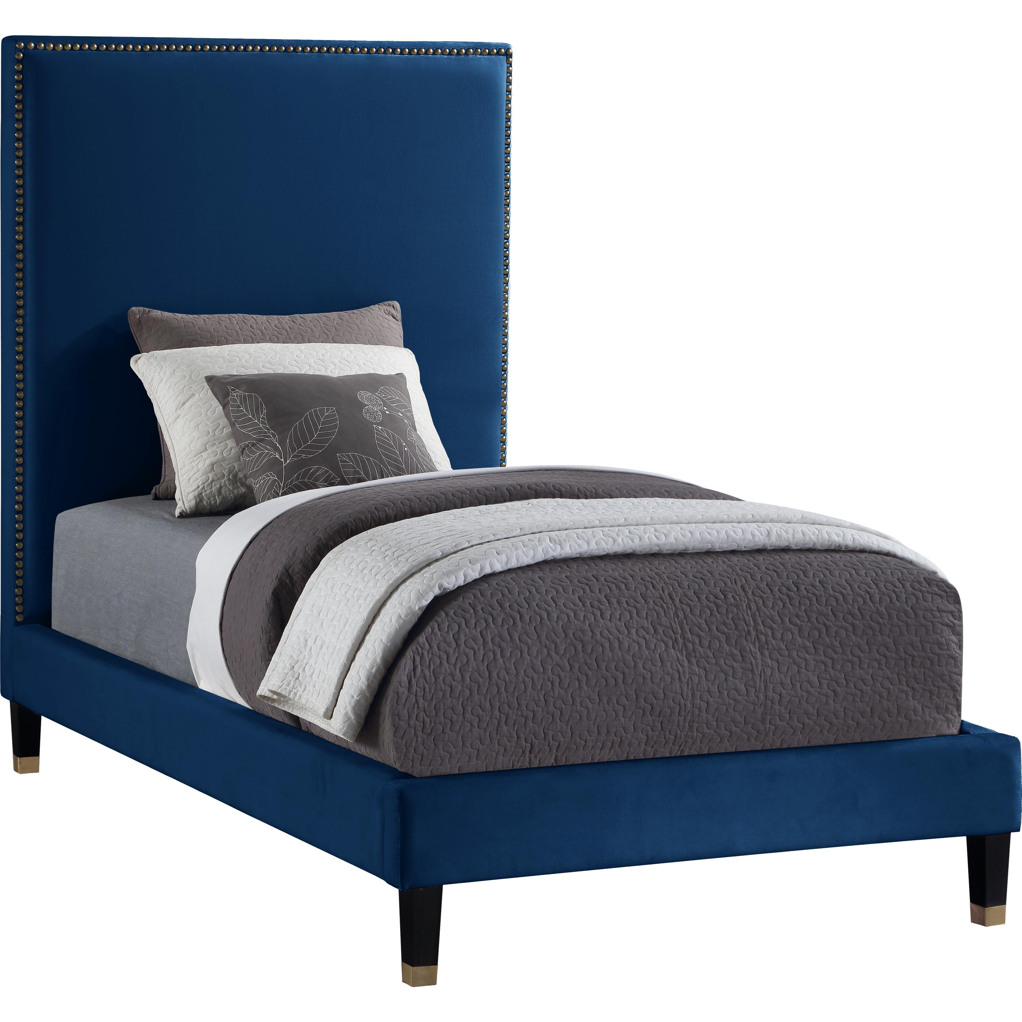 Meridian Harlie Navy Velvet Twin Bed