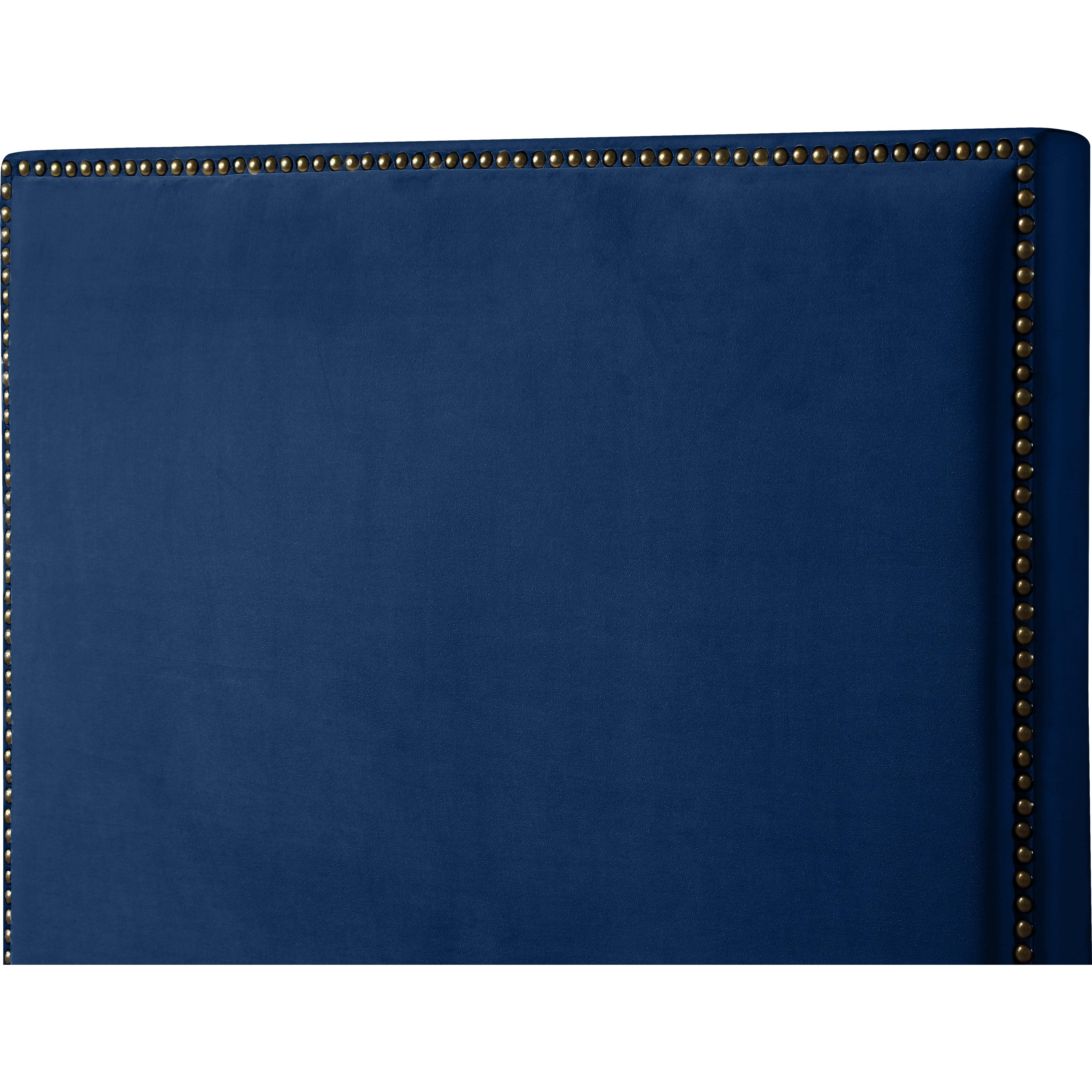Meridian Harlie Navy Velvet Twin Bed