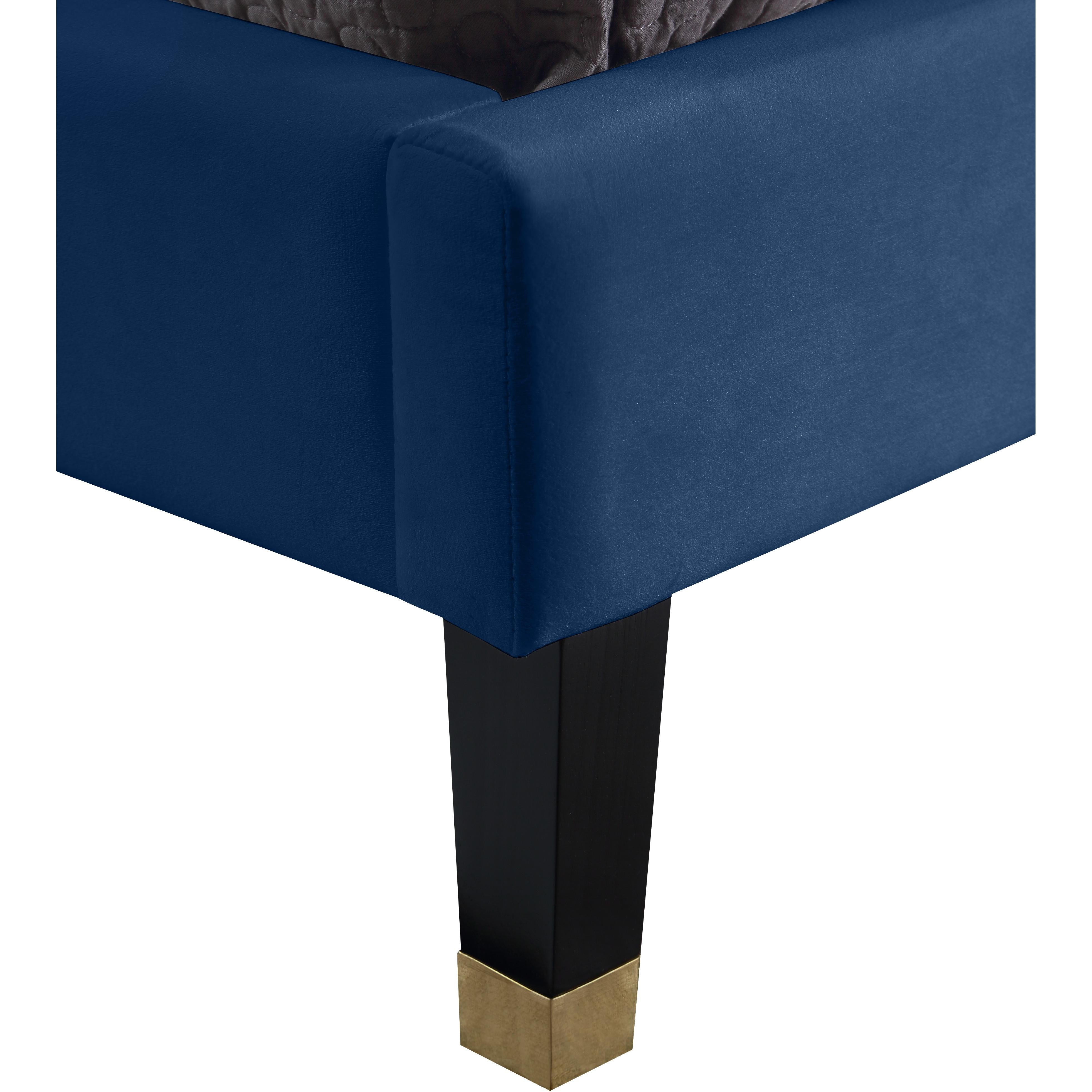 Meridian Harlie Navy Velvet Twin Bed