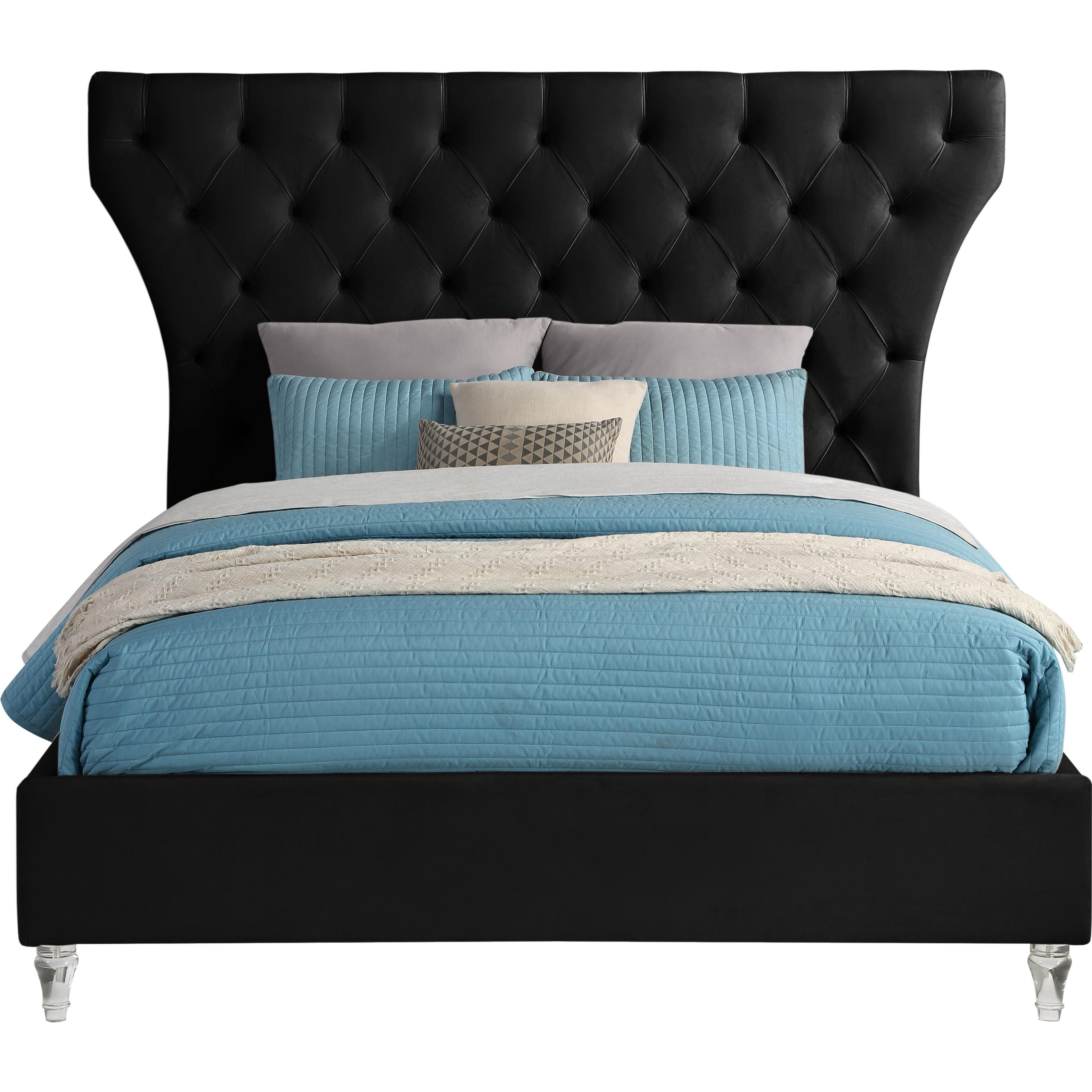 Meridian Kira Black Velvet King Bed