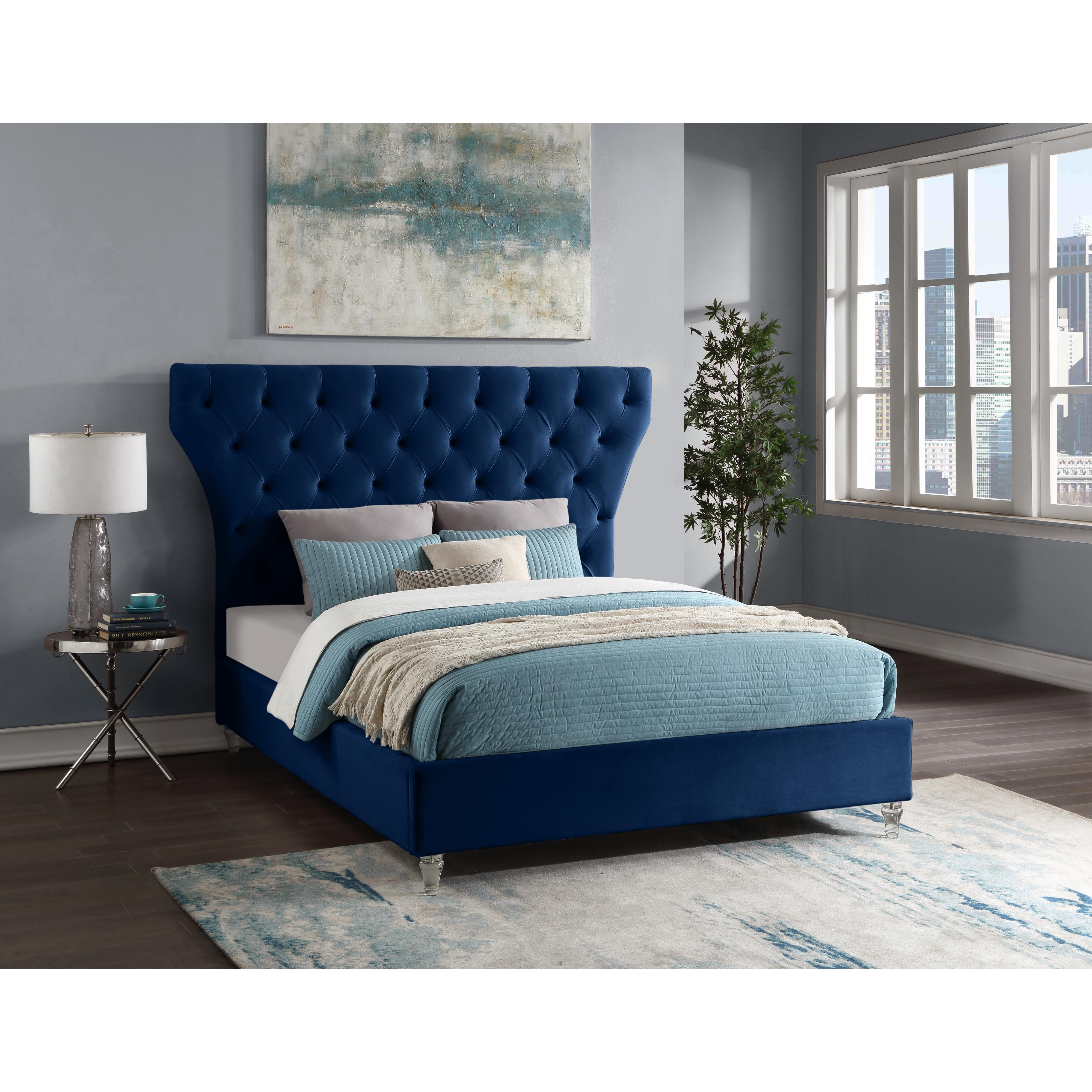Meridian Kira Navy Velvet King Bed