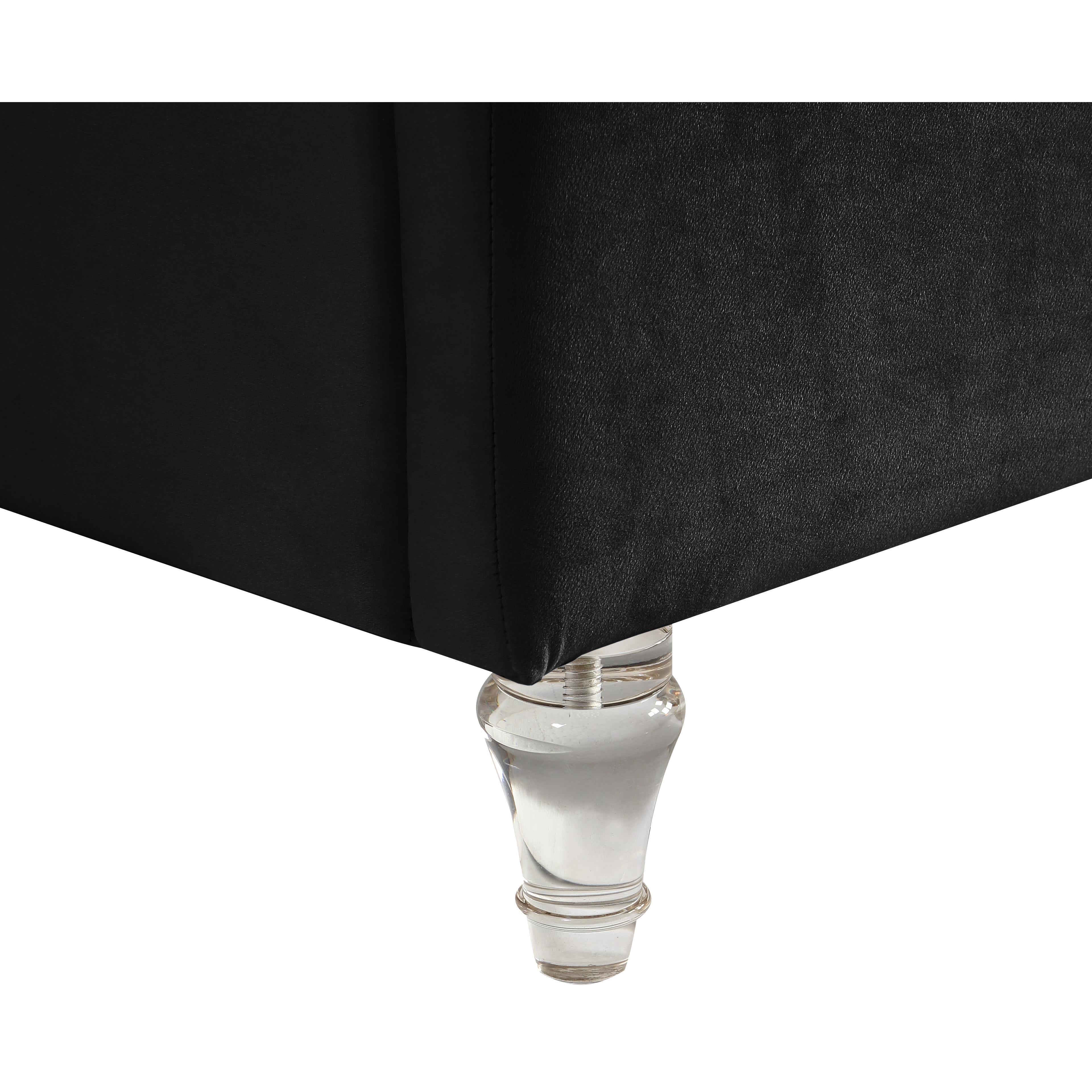 Meridian Kira Black Velvet Queen Bed