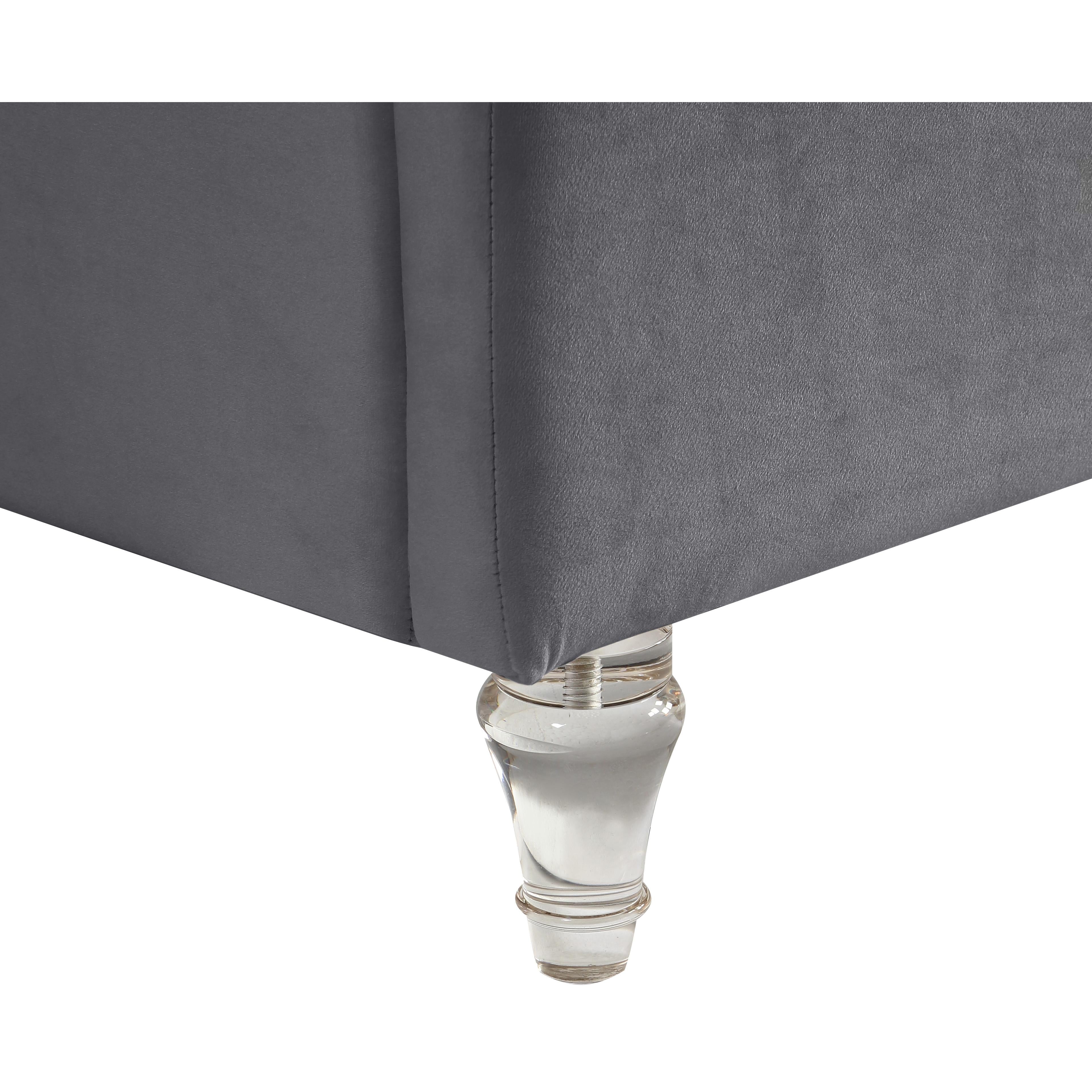 Meridian Kira Grey Velvet Queen Bed