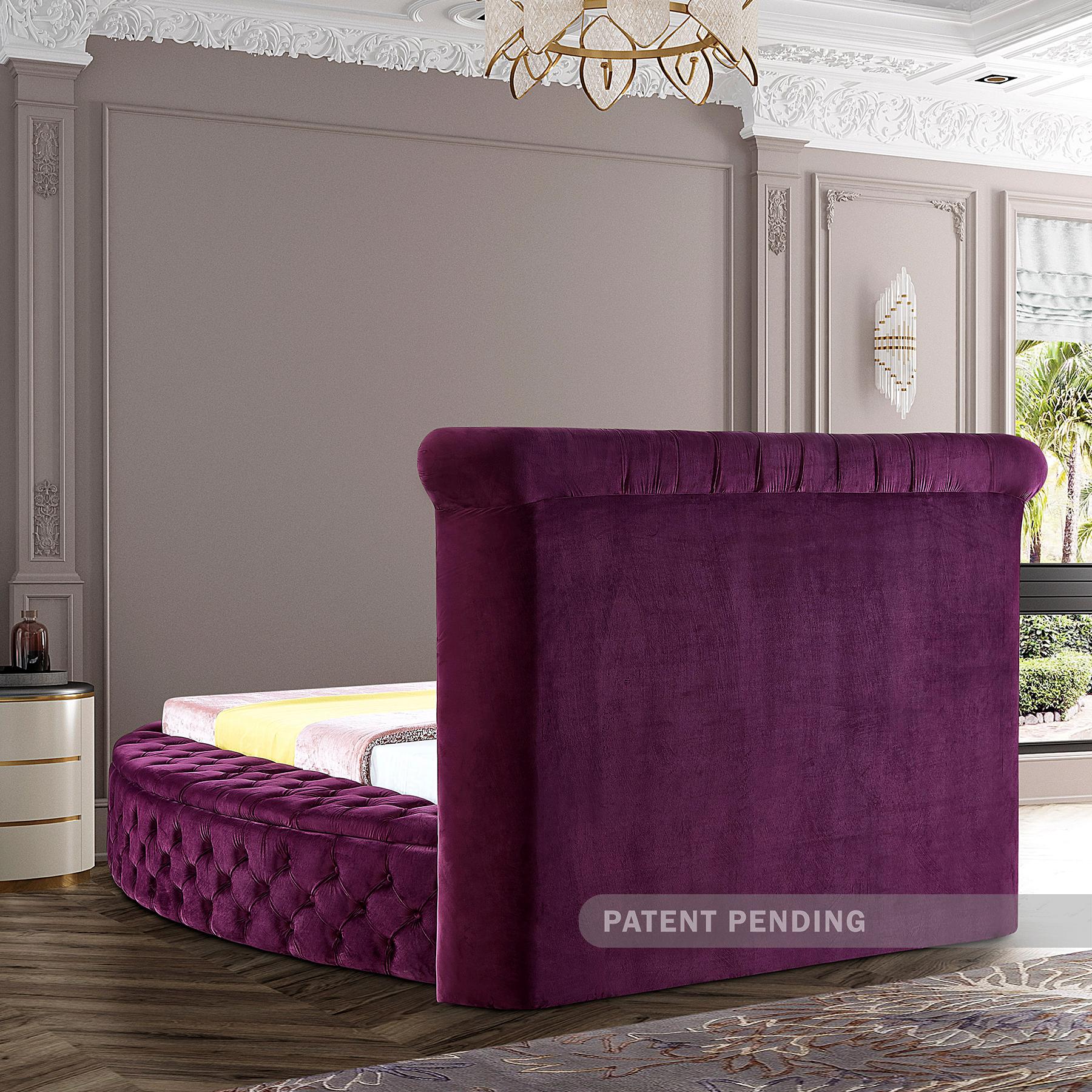 Meridian Luxus Purple Velvet Queen Bed
