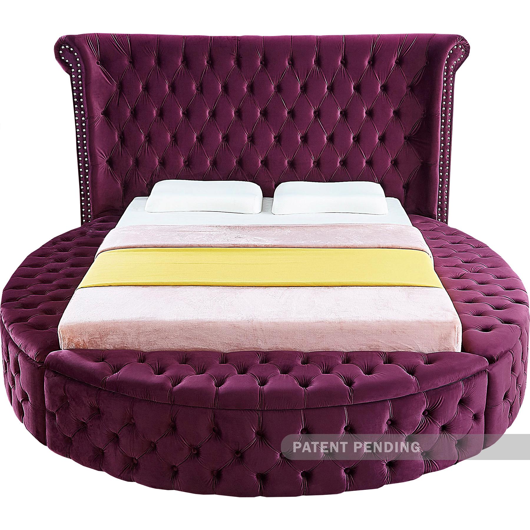 Meridian Luxus Purple Velvet Queen Bed