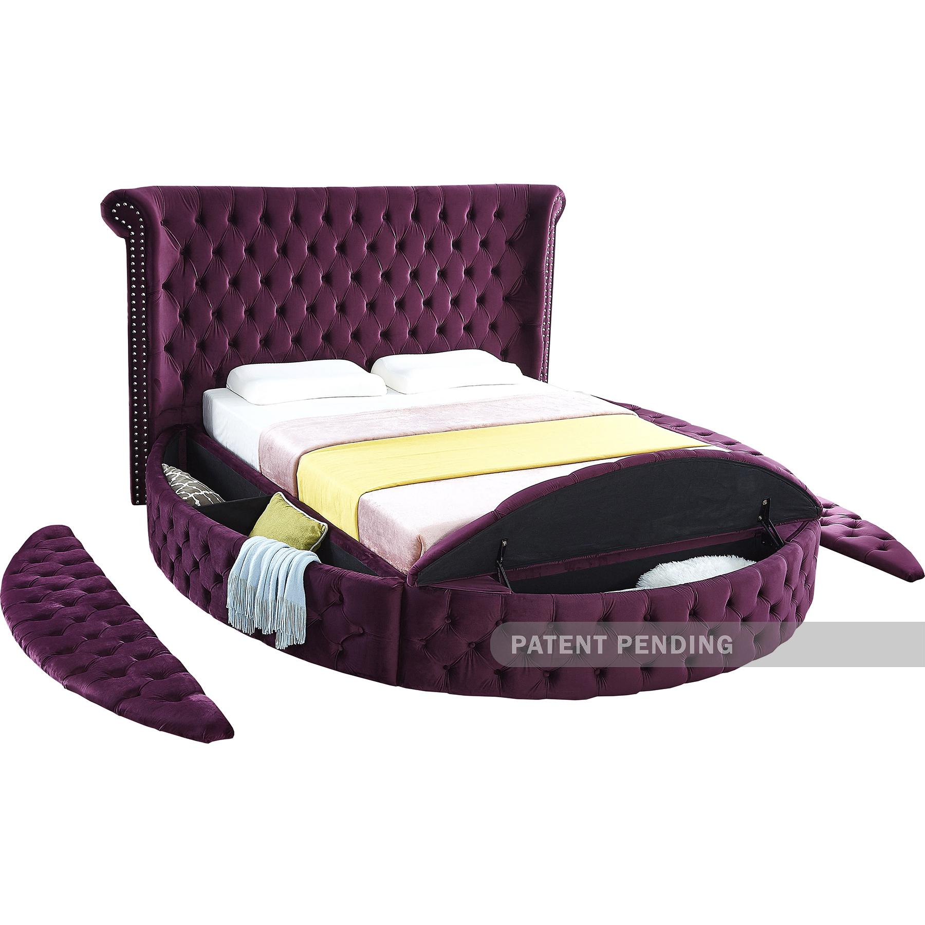 Meridian Luxus Purple Velvet Queen Bed