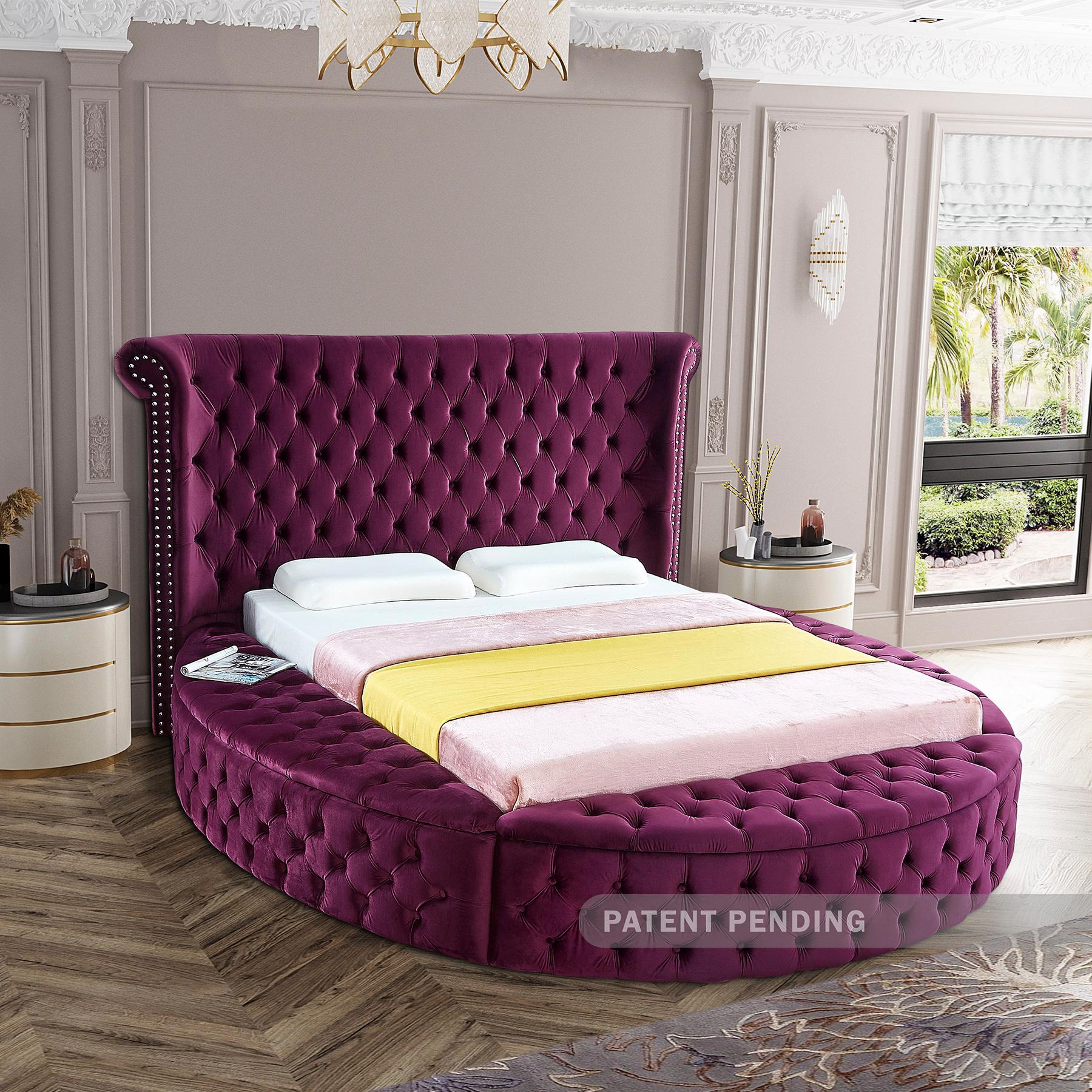 Meridian Luxus Purple Velvet Queen Bed