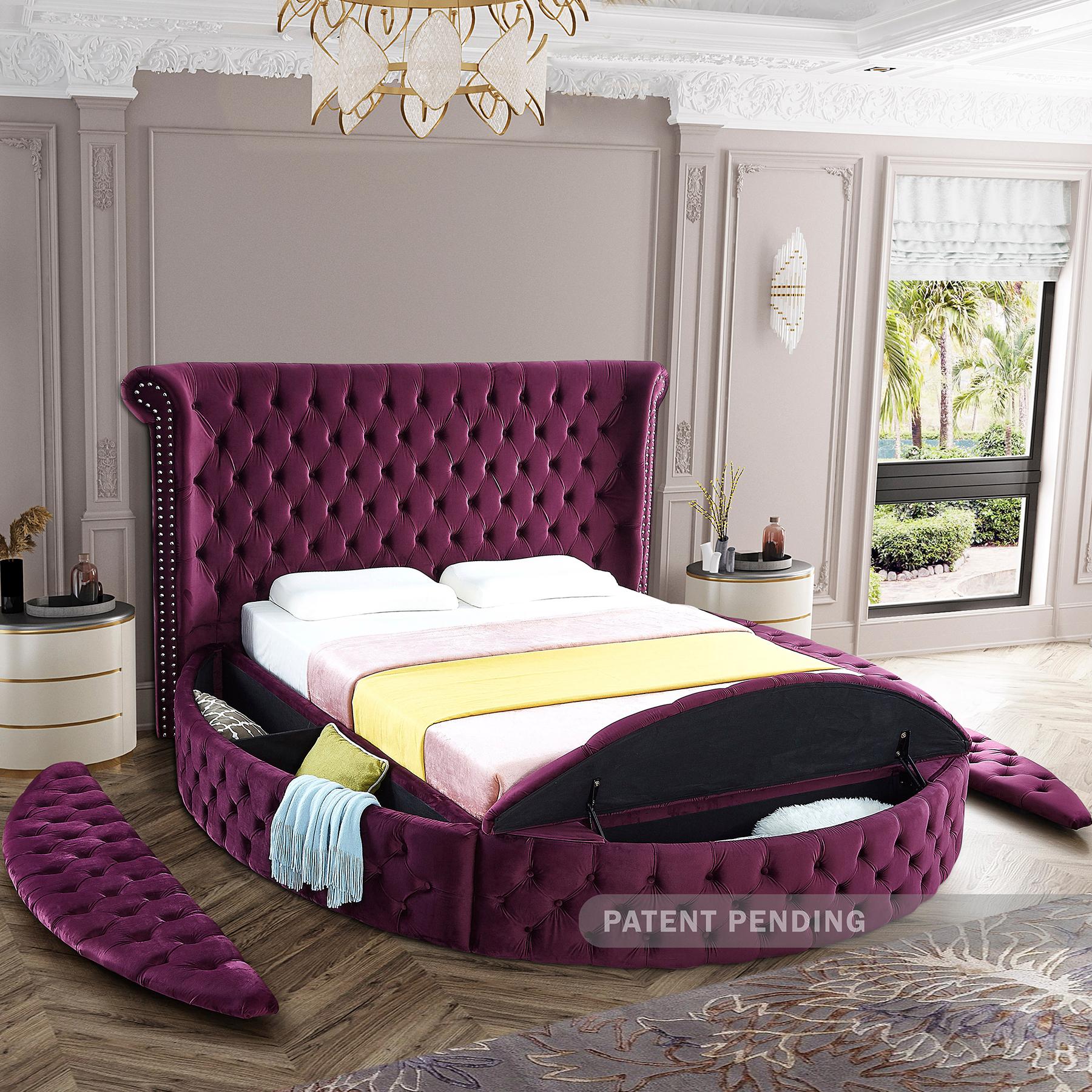 Meridian Luxus Purple Velvet Queen Bed