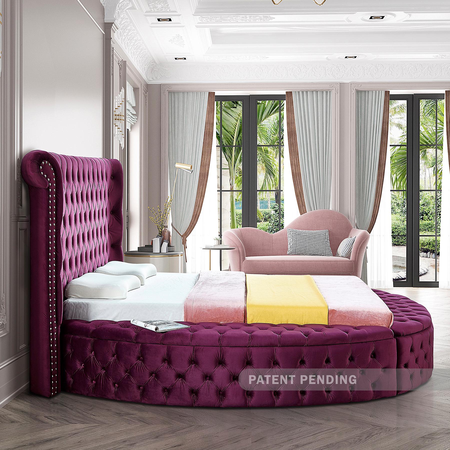 Meridian Luxus Purple Velvet Queen Bed