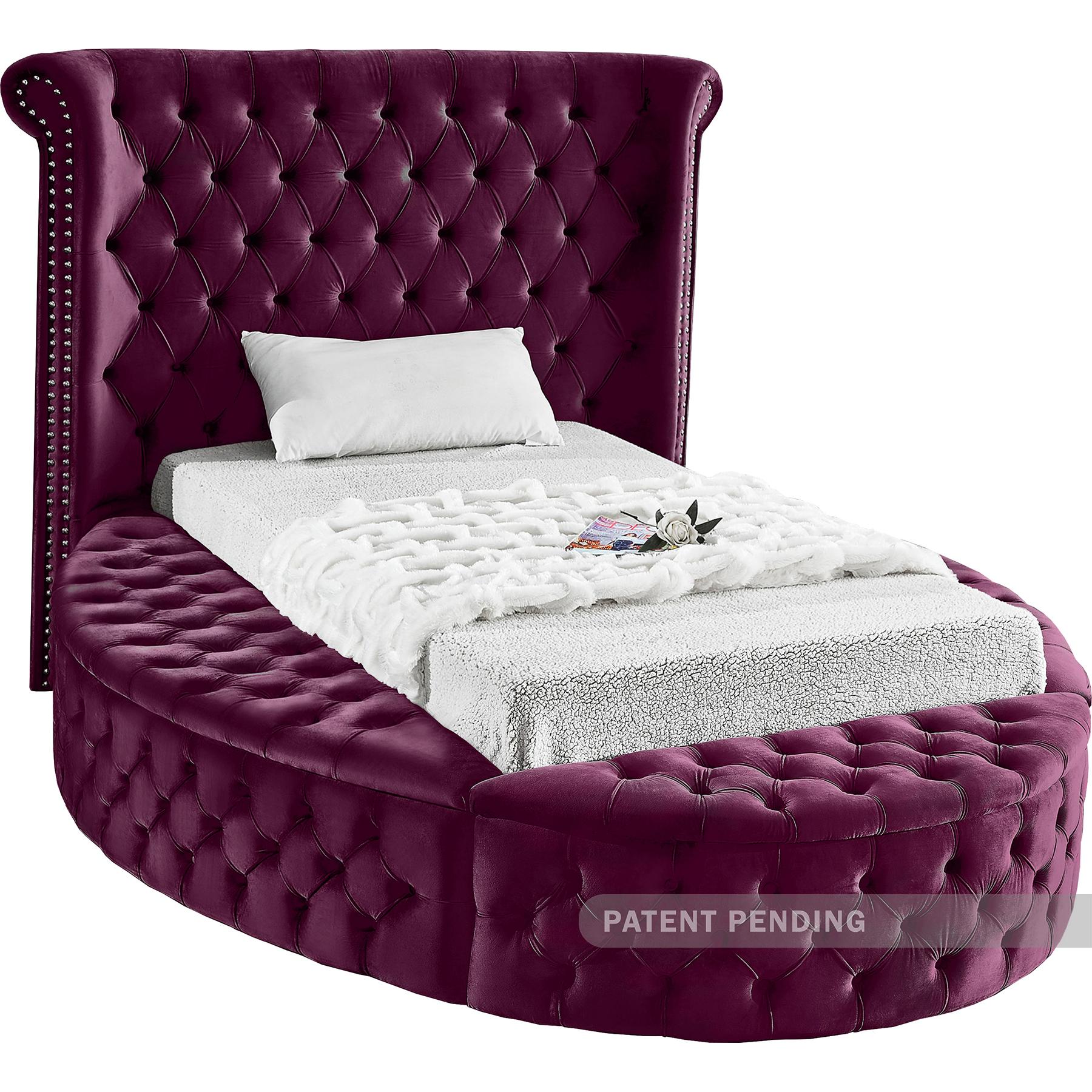 Meridian Luxus Purple Velvet Twin Bed