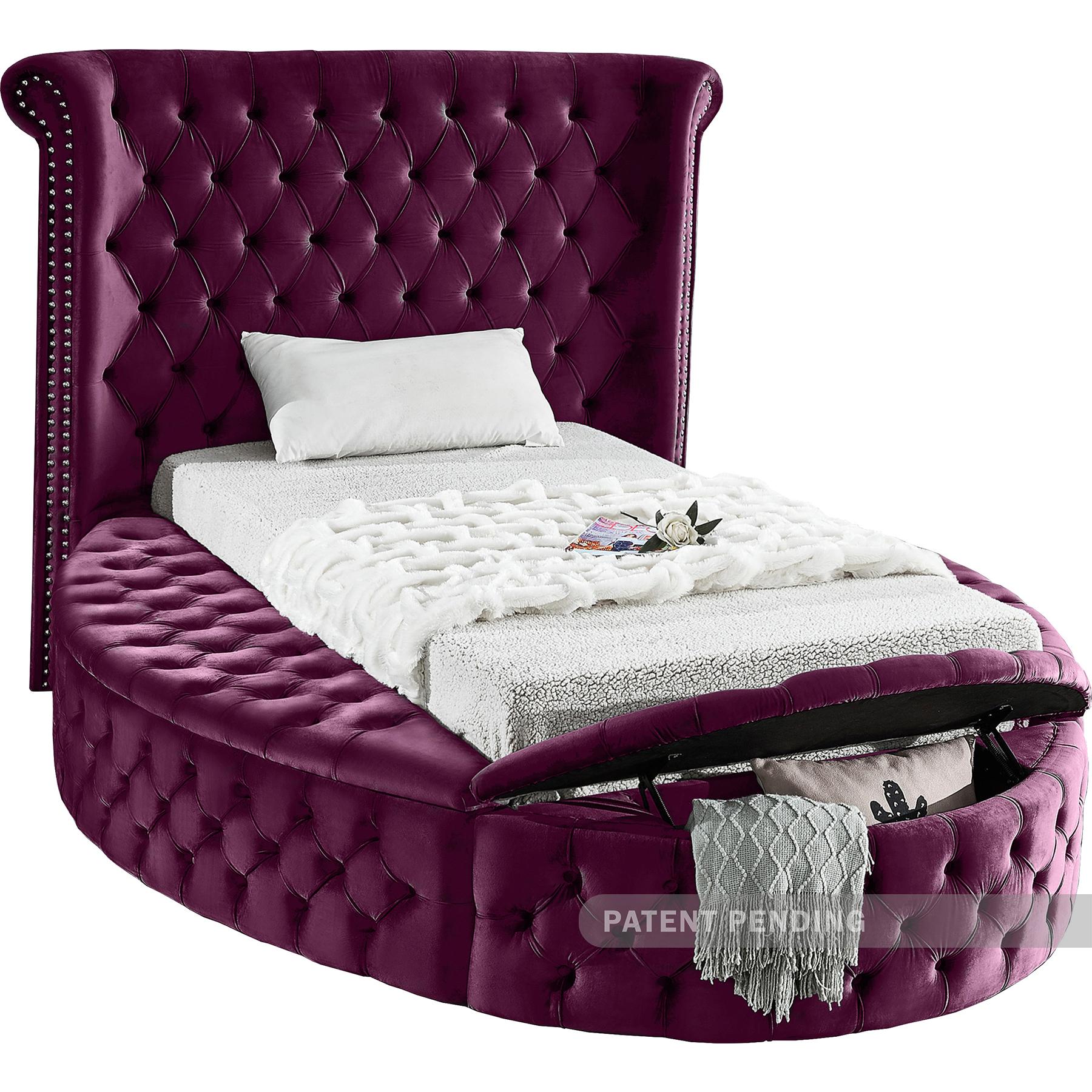Meridian Luxus Purple Velvet Twin Bed