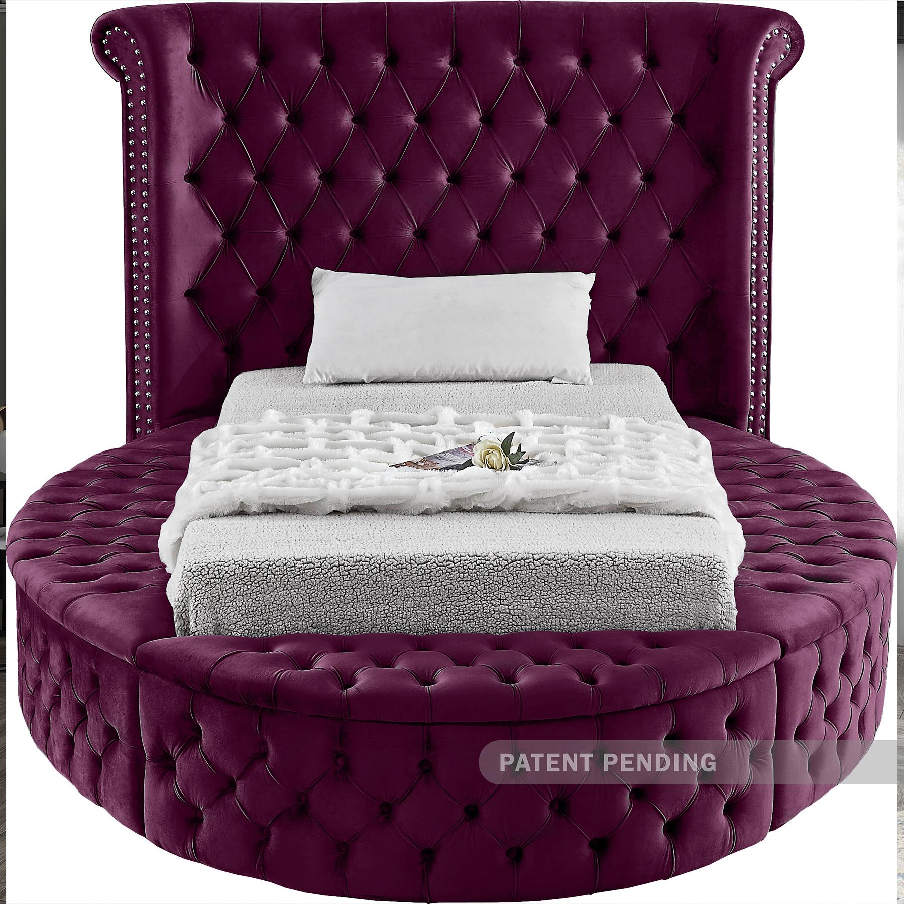 Meridian Luxus Purple Velvet Twin Bed