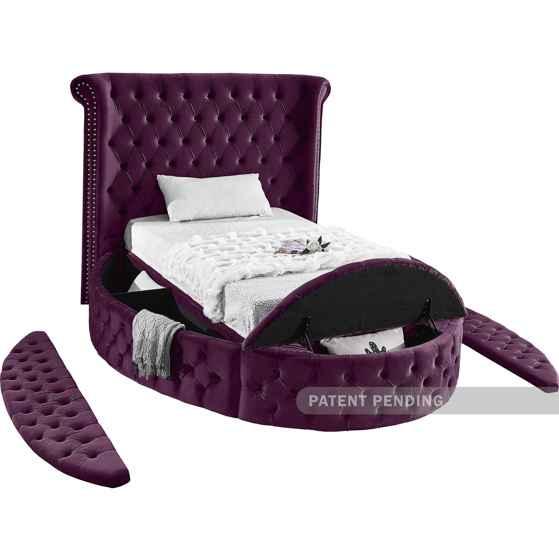 Meridian Luxus Purple Velvet Twin Bed