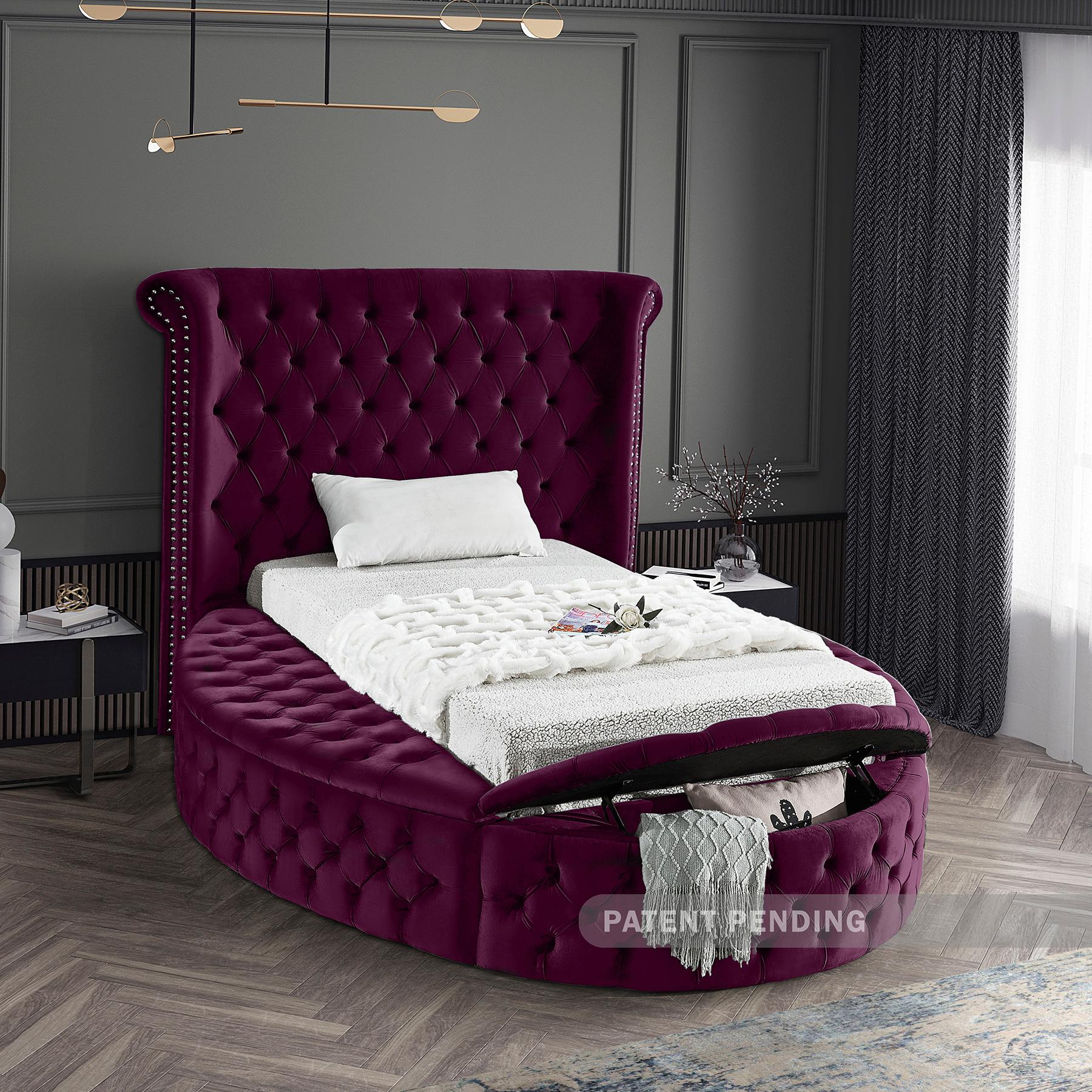 Meridian Luxus Purple Velvet Twin Bed