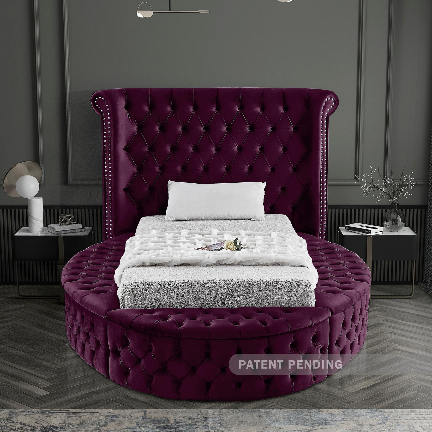 Meridian Luxus Purple Velvet Twin Bed