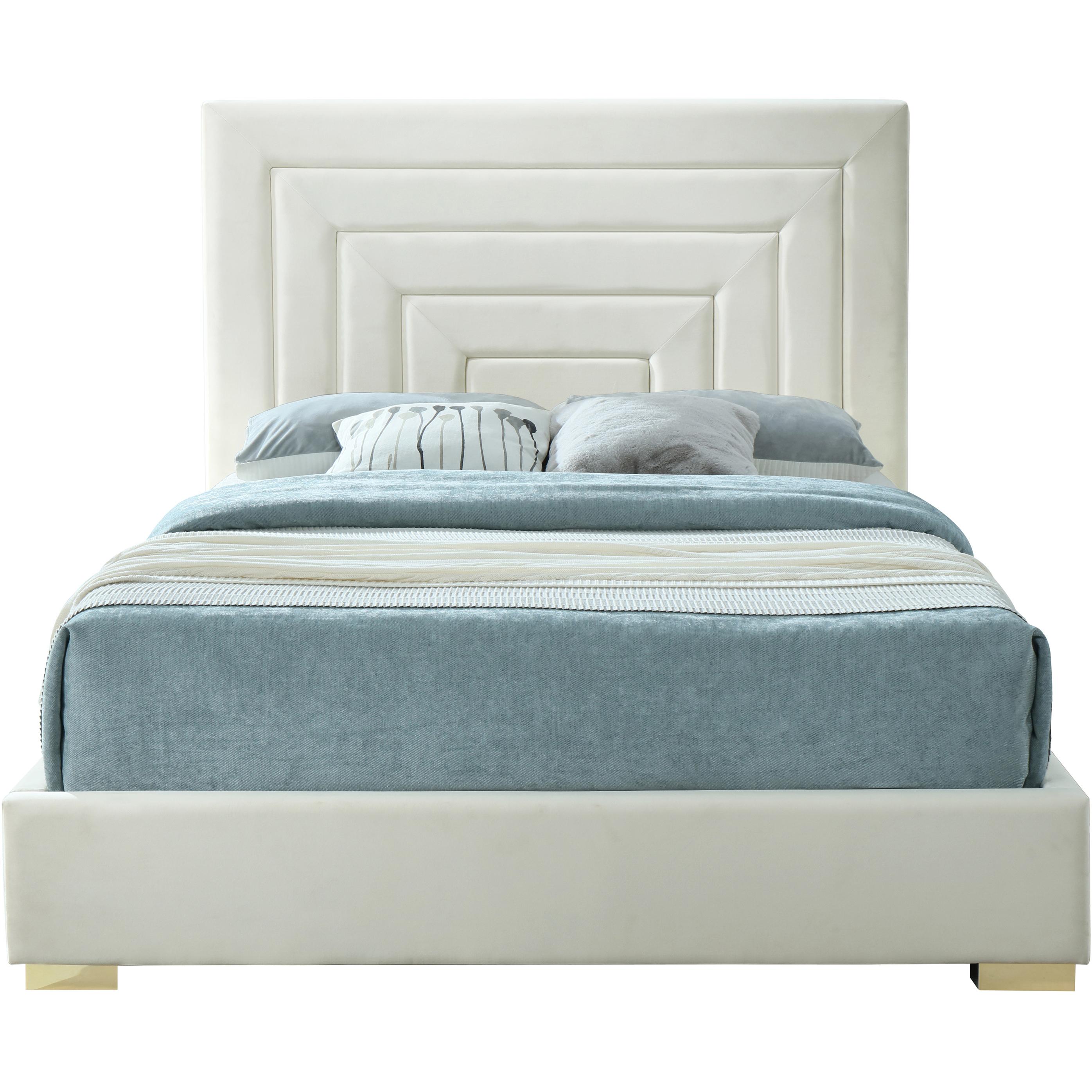 Meridian Nora Cream Velvet Full Bed