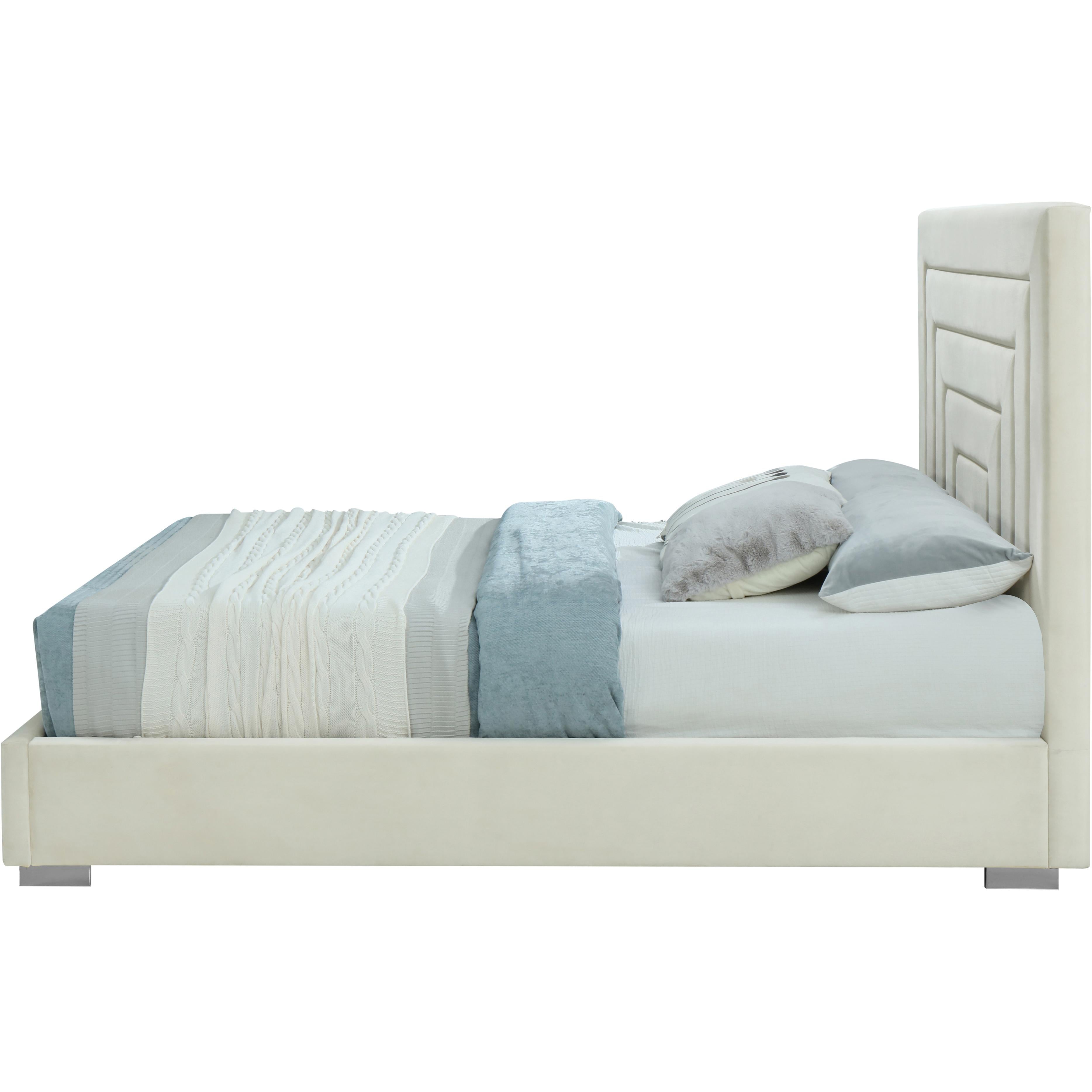 Meridian Nora Cream Velvet Full Bed