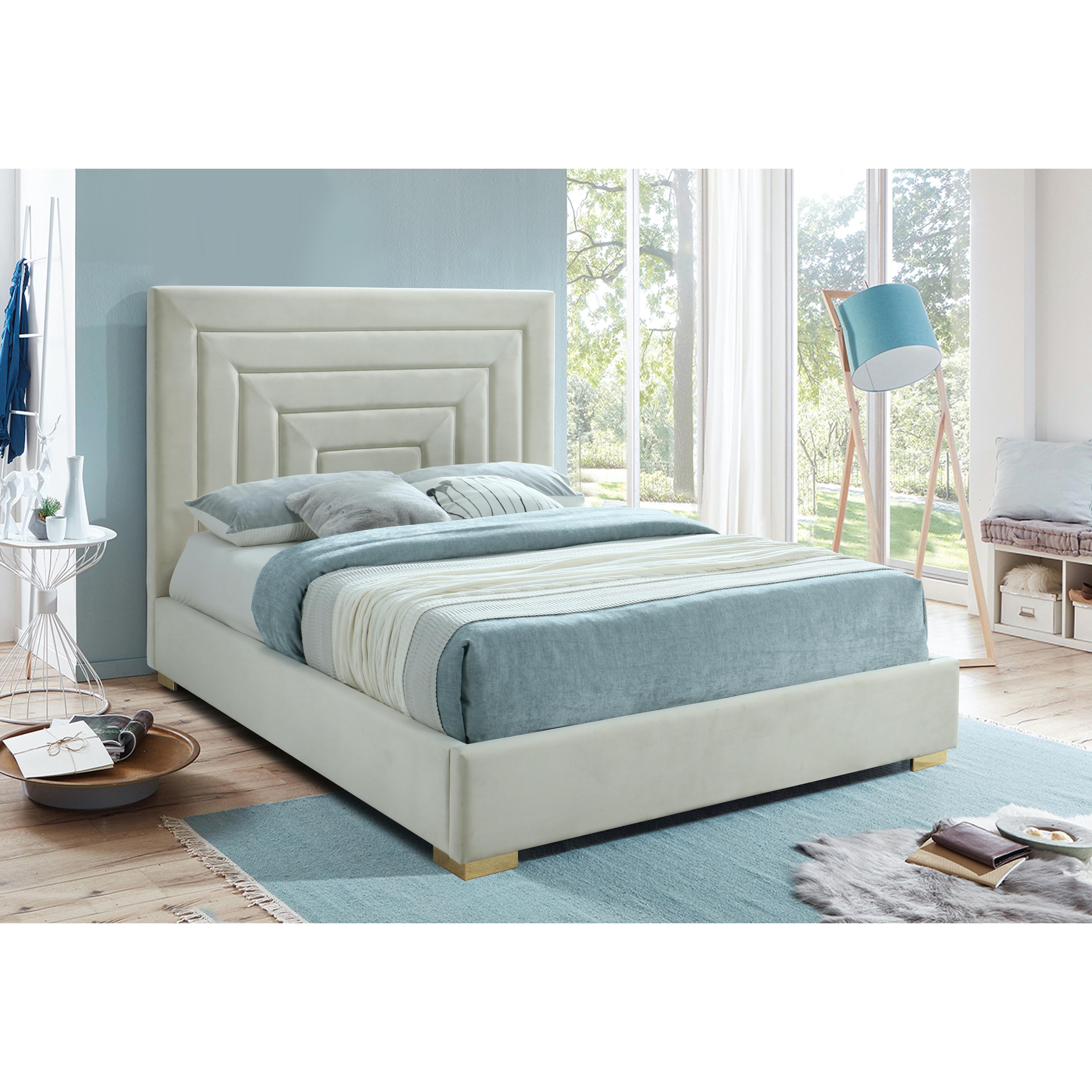 Meridian Nora Cream Velvet Full Bed