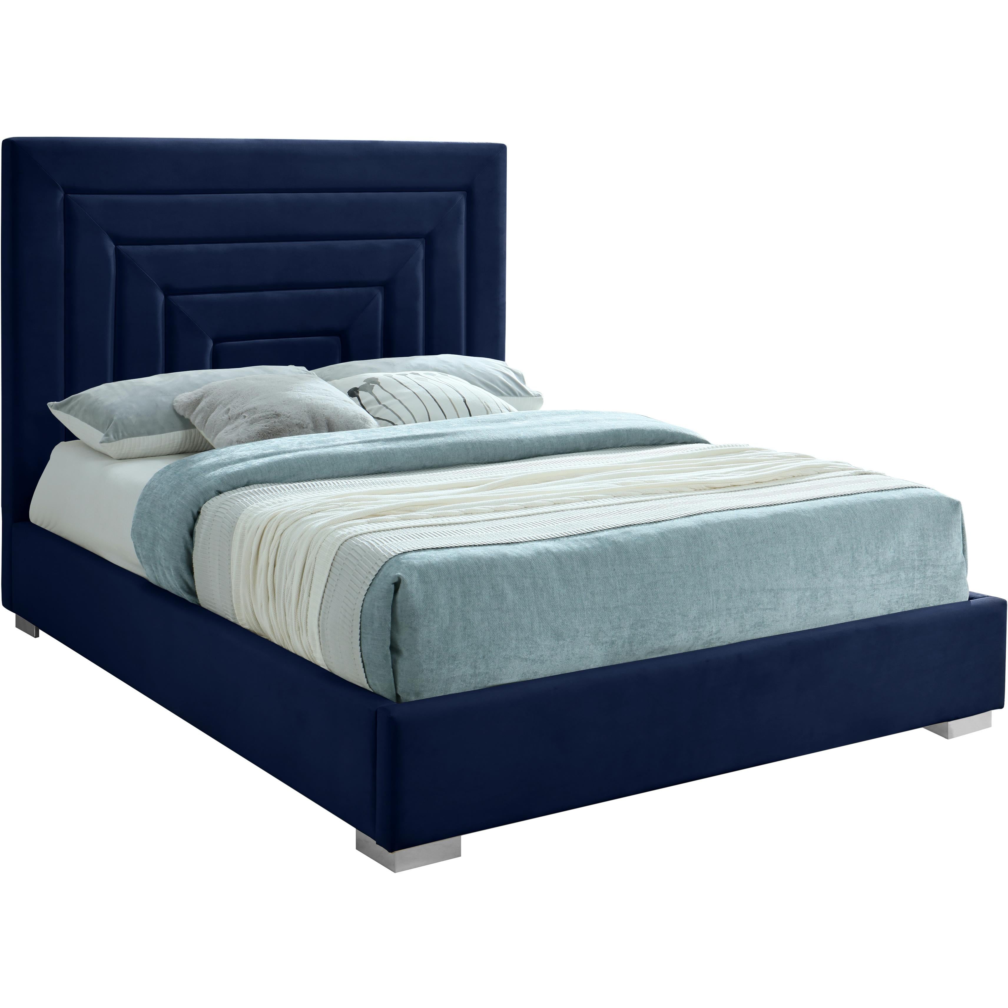 Meridian Nora Navy Velvet Full Bed