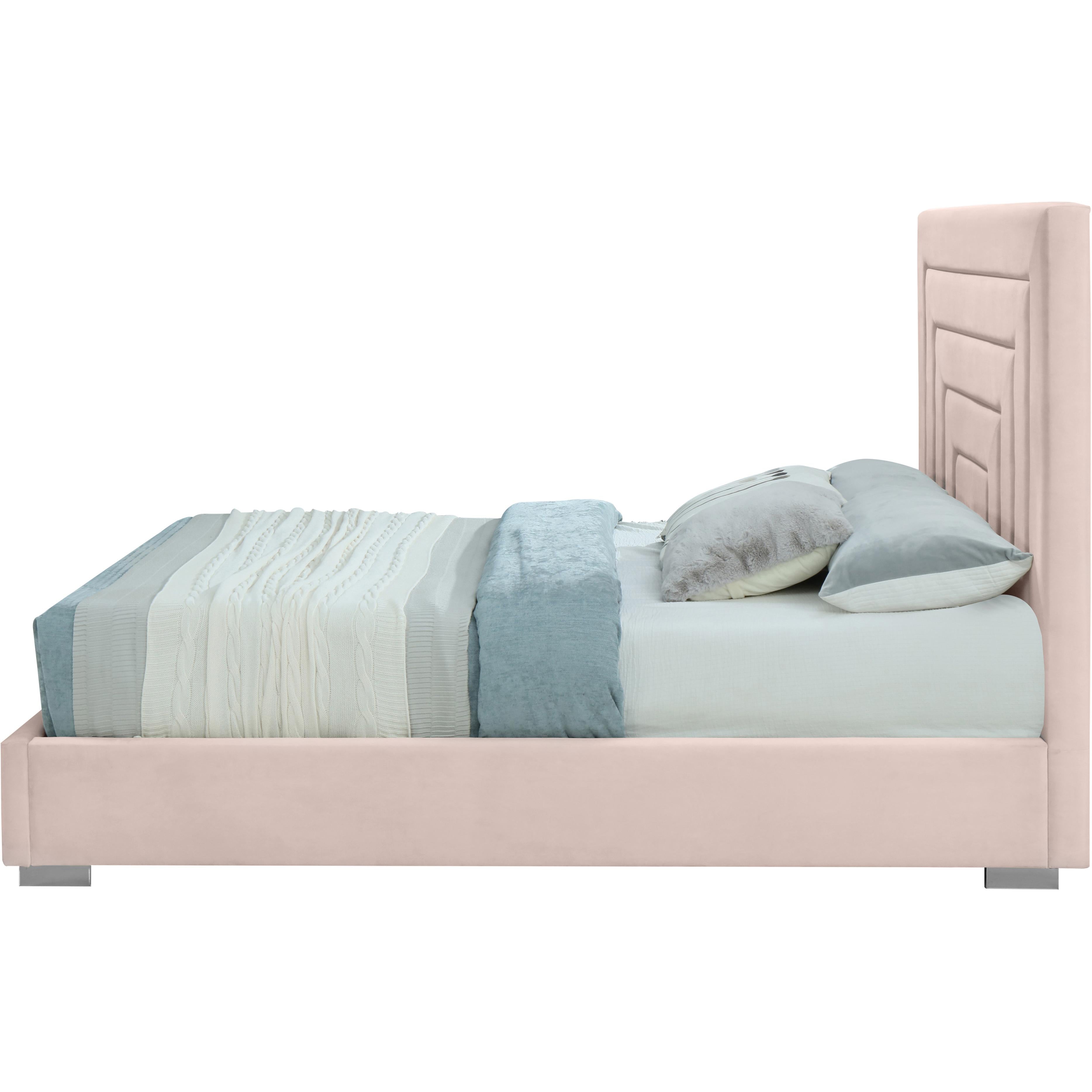 Meridian Nora Pink Velvet Full Bed