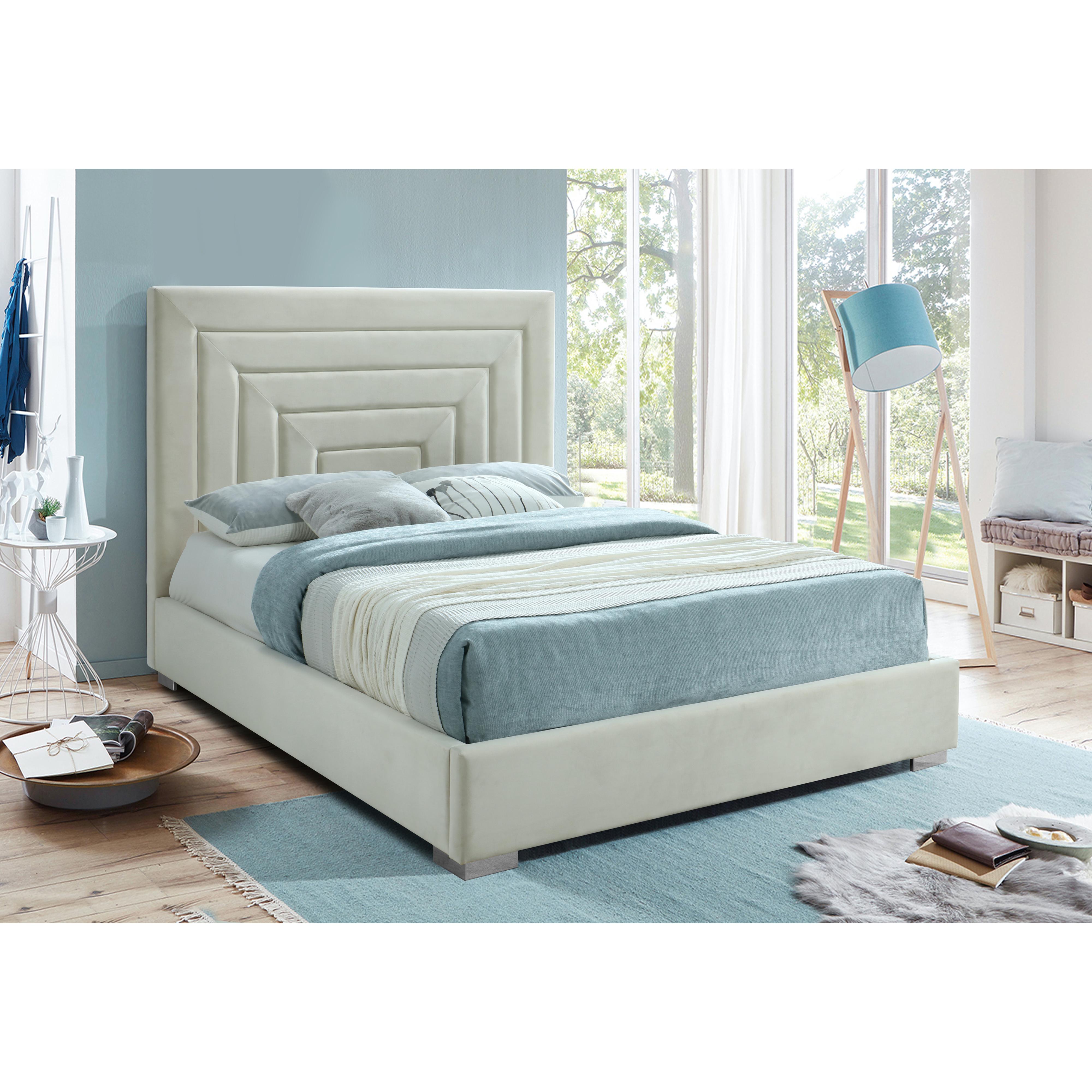 Meridian Nora Cream Velvet King Bed
