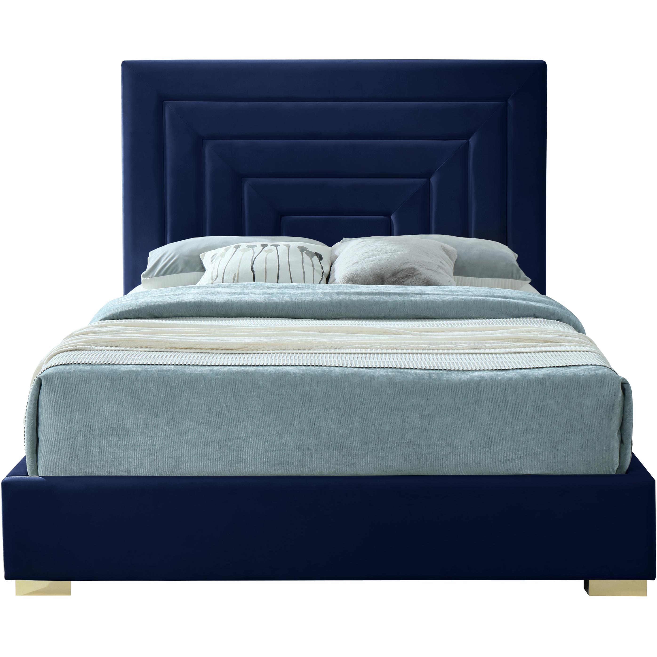 Meridian Nora Navy Velvet King Bed