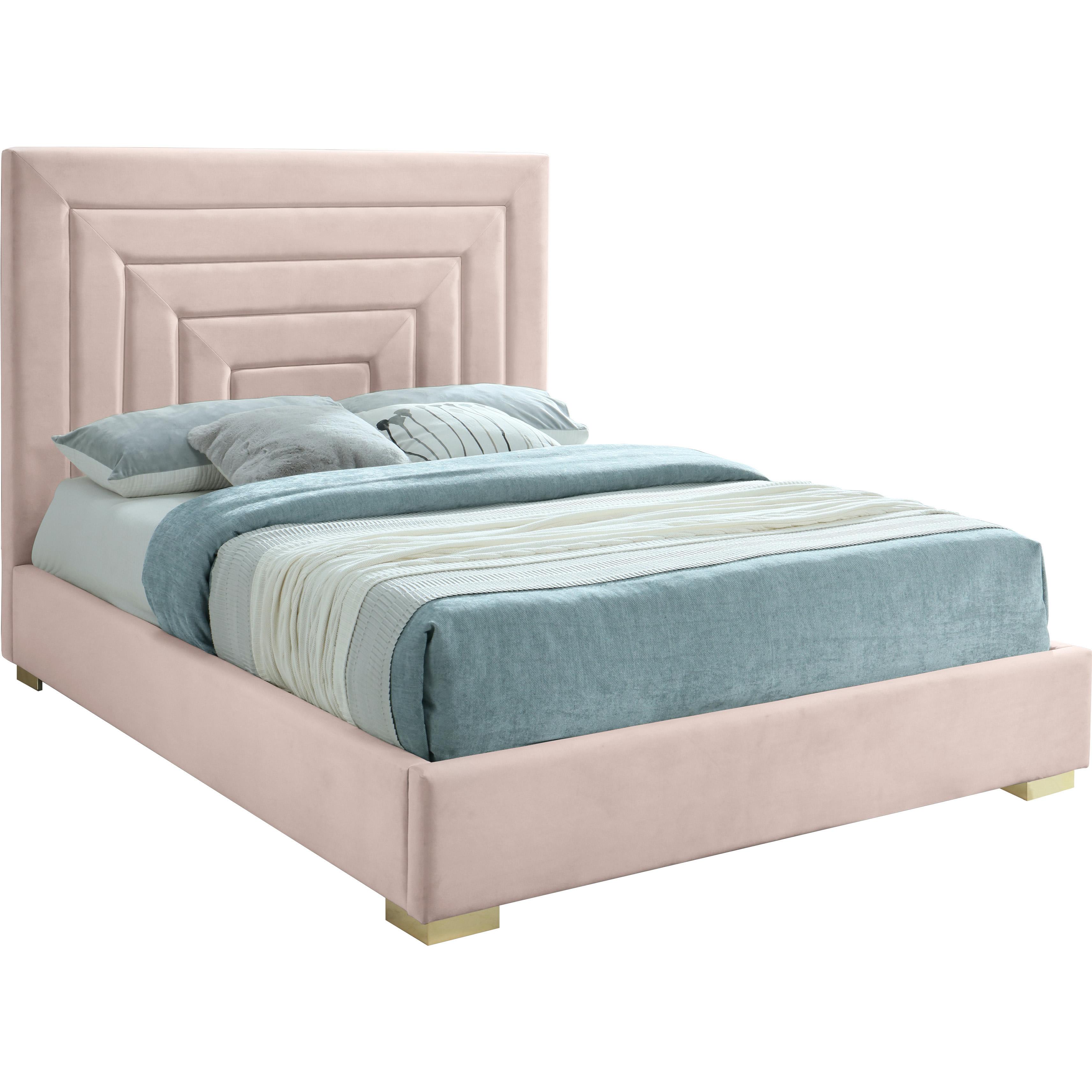 Meridian Nora Pink Velvet King Bed