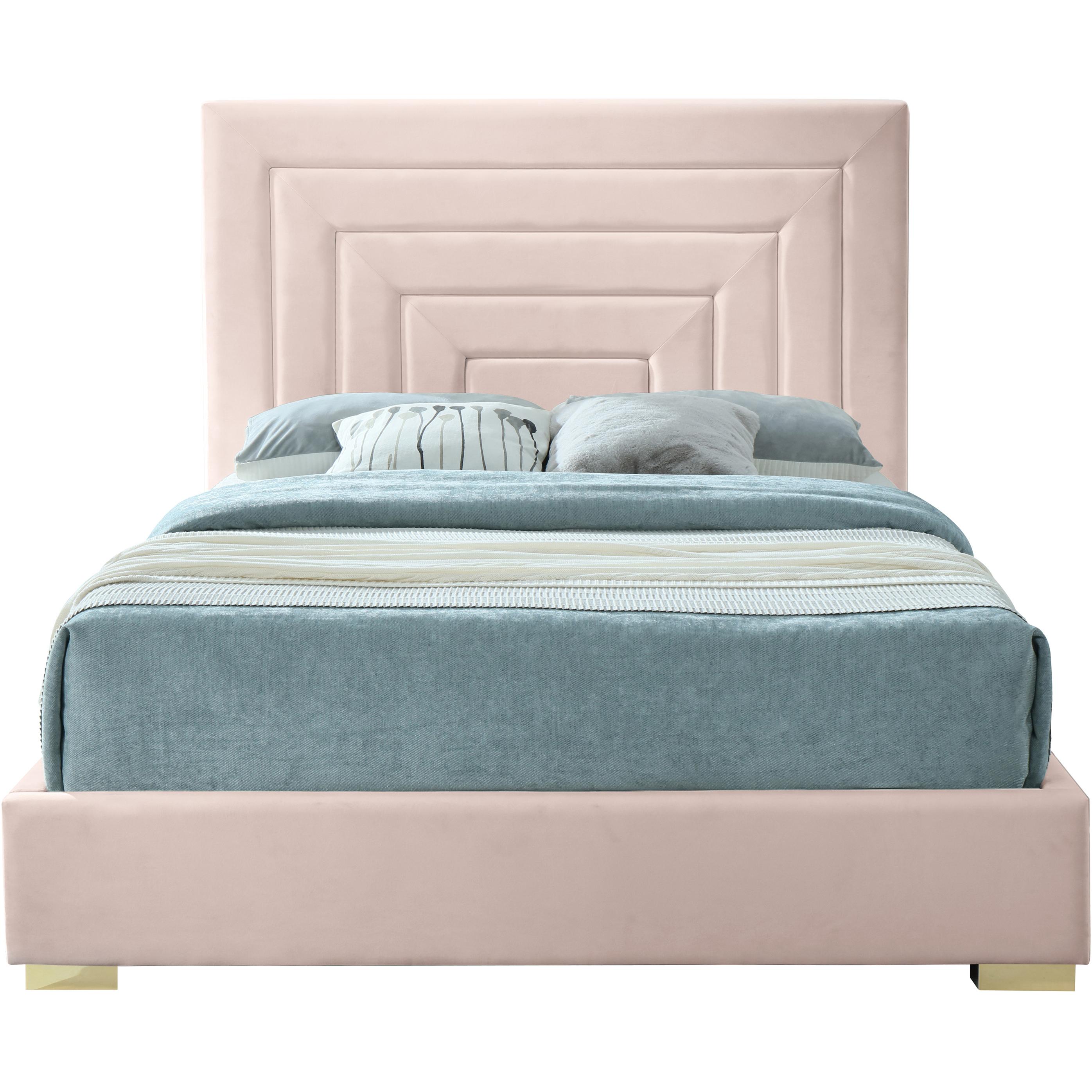 Meridian Nora Pink Velvet King Bed