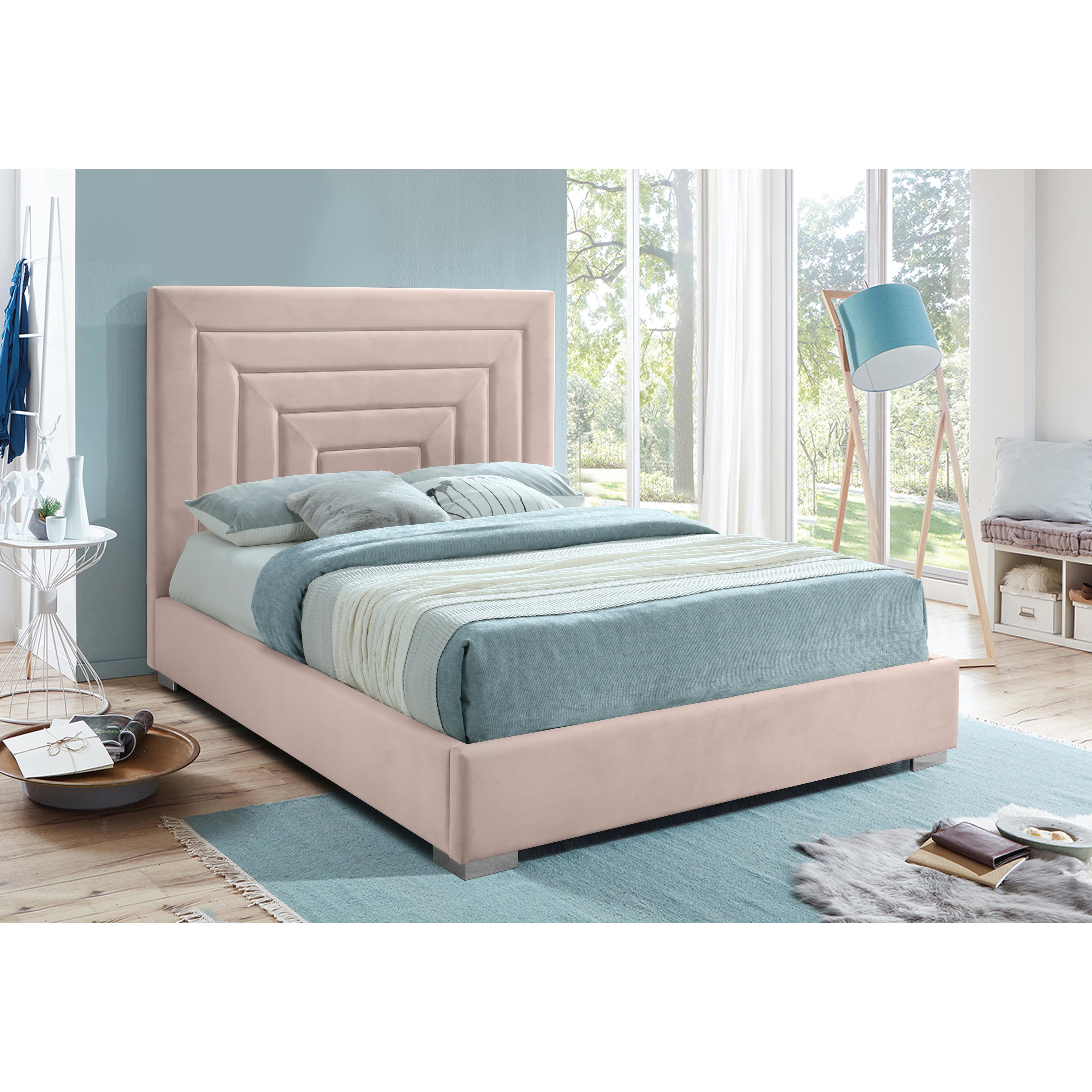 Meridian Nora Pink Velvet King Bed
