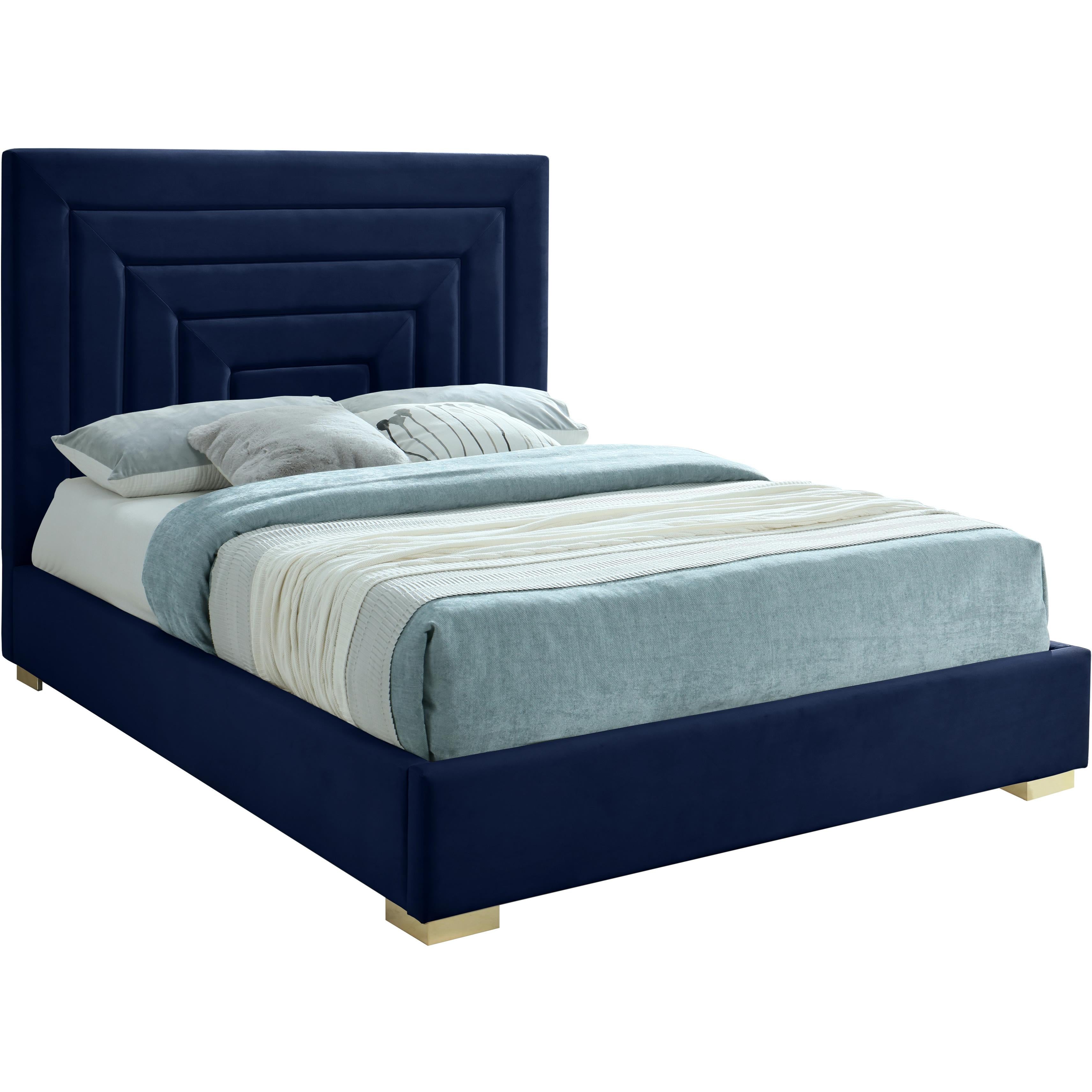 Meridian Nora Navy Velvet Queen Bed