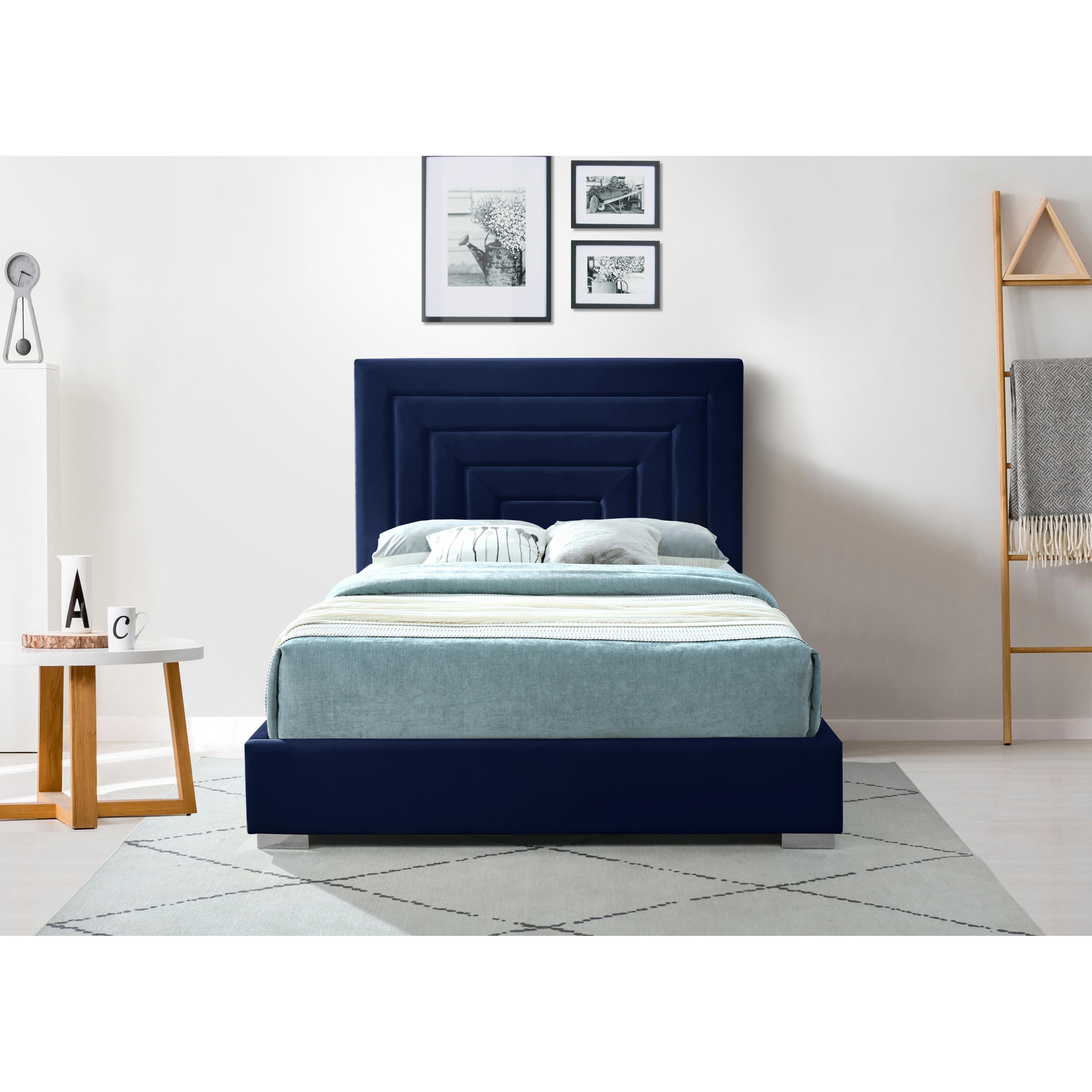 Meridian Nora Navy Velvet Queen Bed