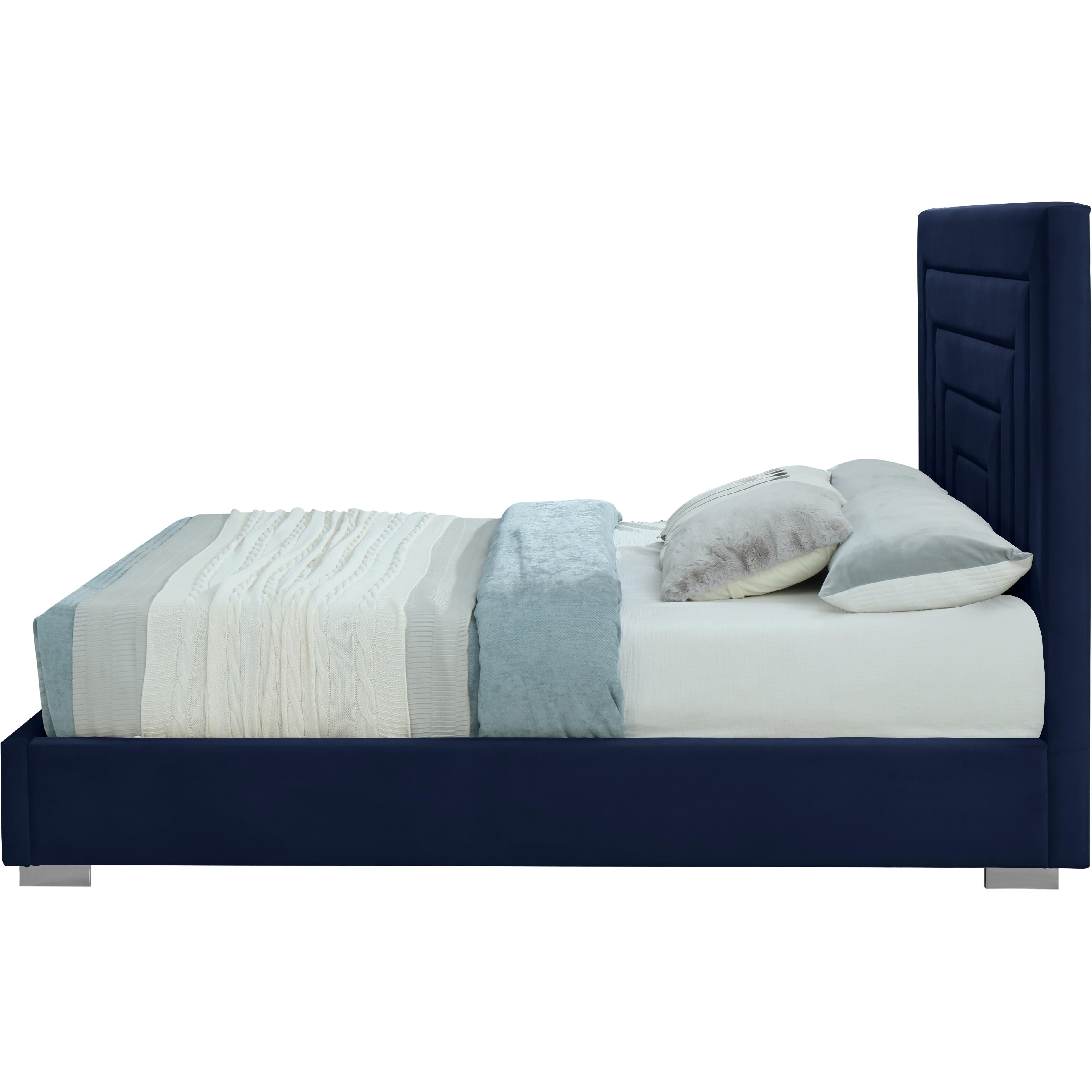 Meridian Nora Navy Velvet Queen Bed