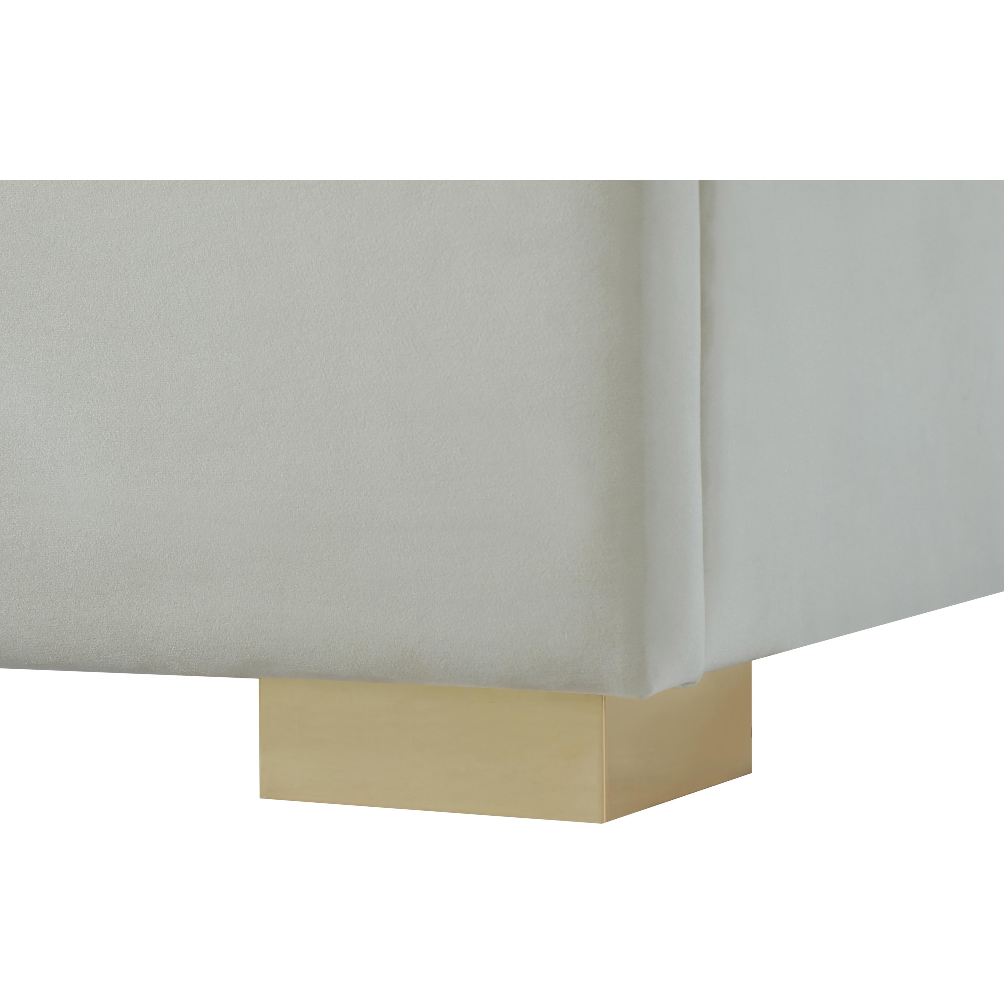 Meridian Nora Cream Velvet Twin Bed