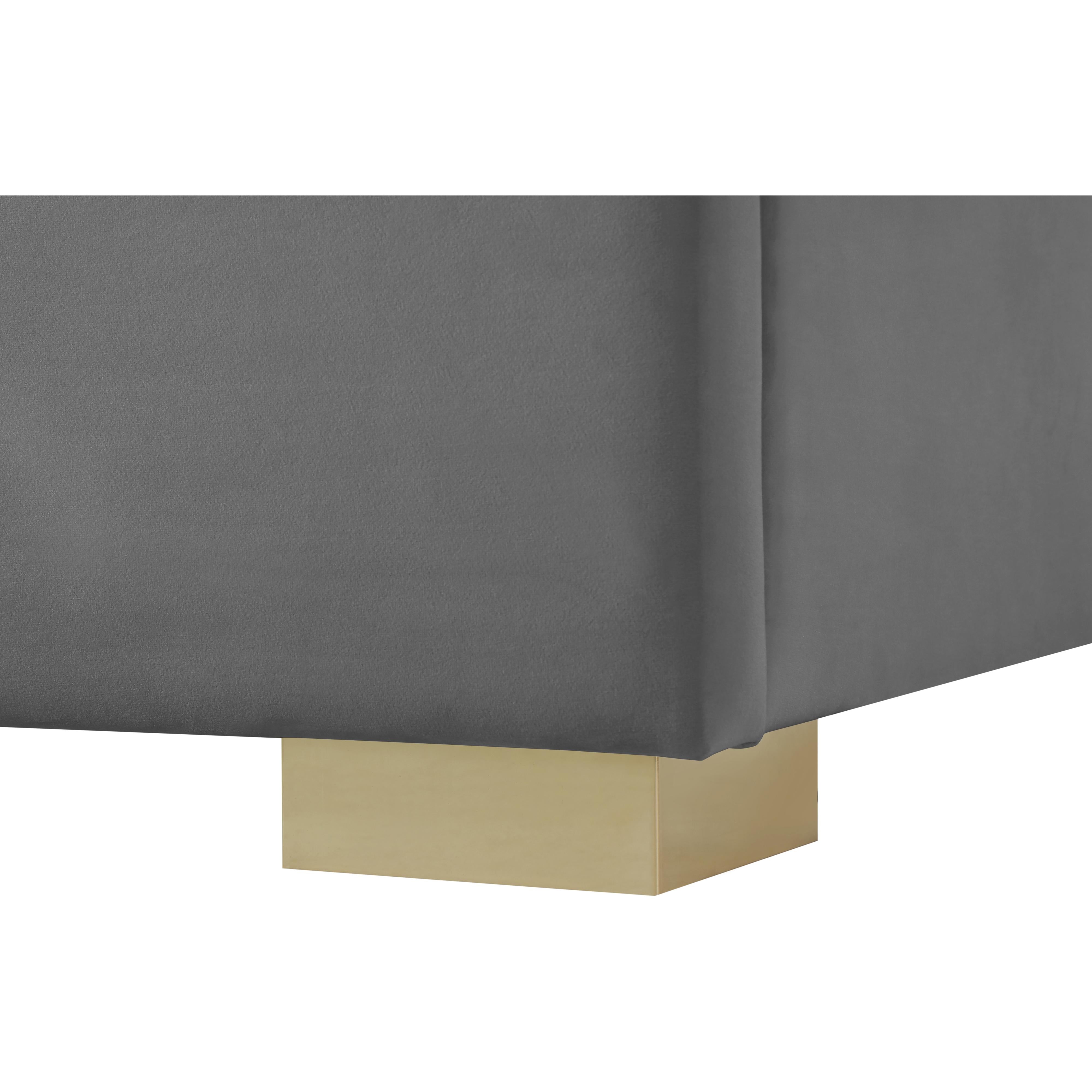 Meridian Nora Grey Velvet Twin Bed
