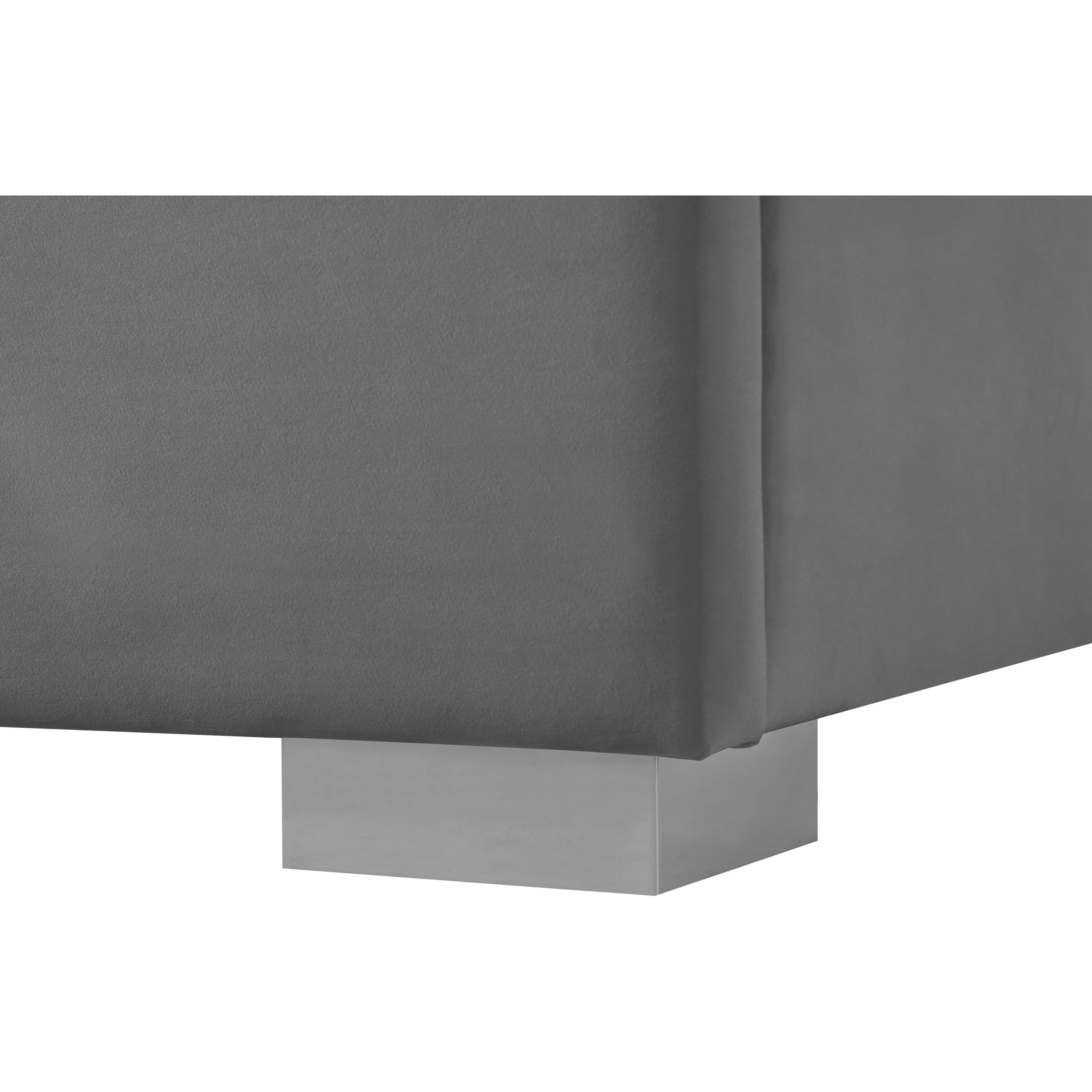Meridian Nora Grey Velvet Twin Bed
