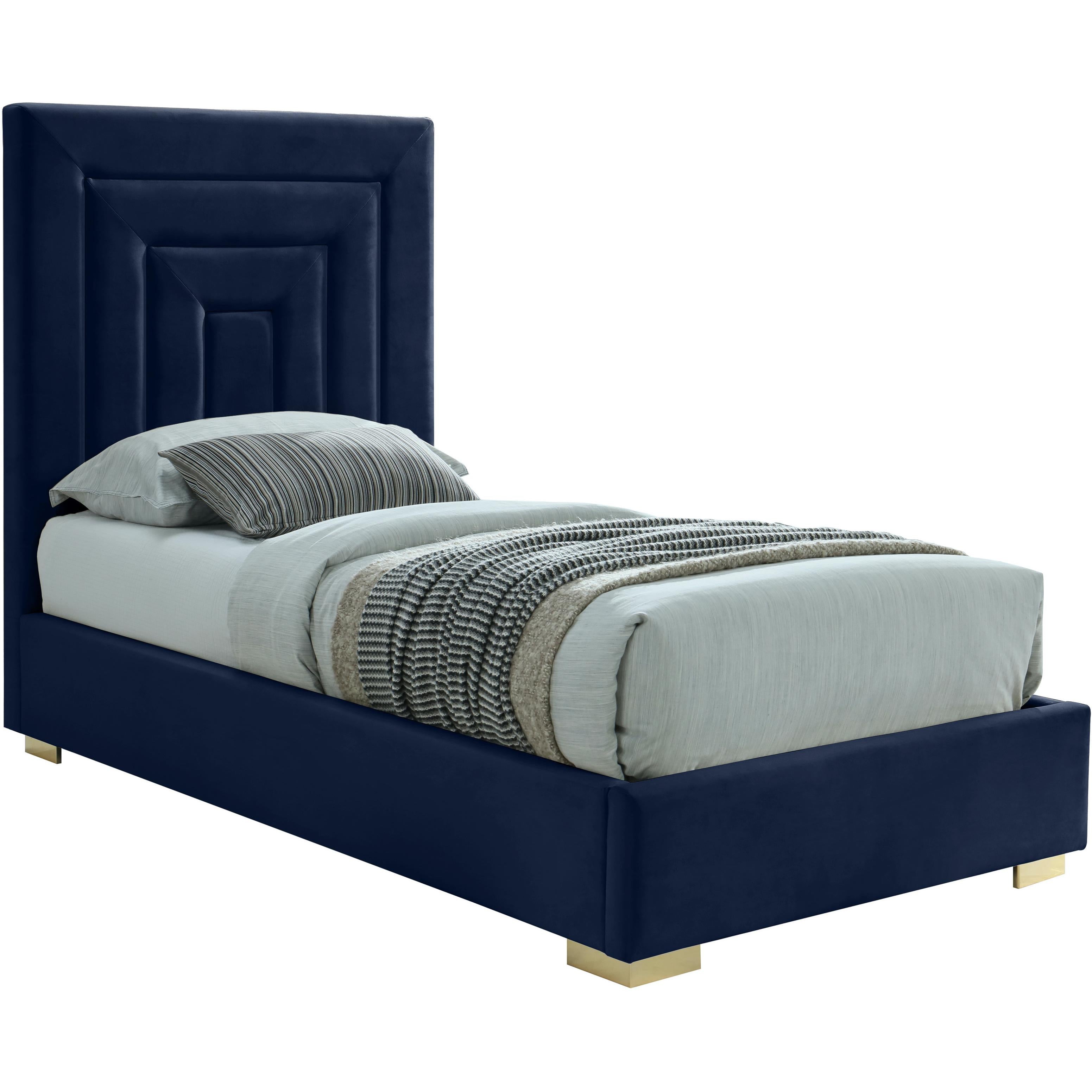 Meridian Nora Navy Velvet Twin Bed