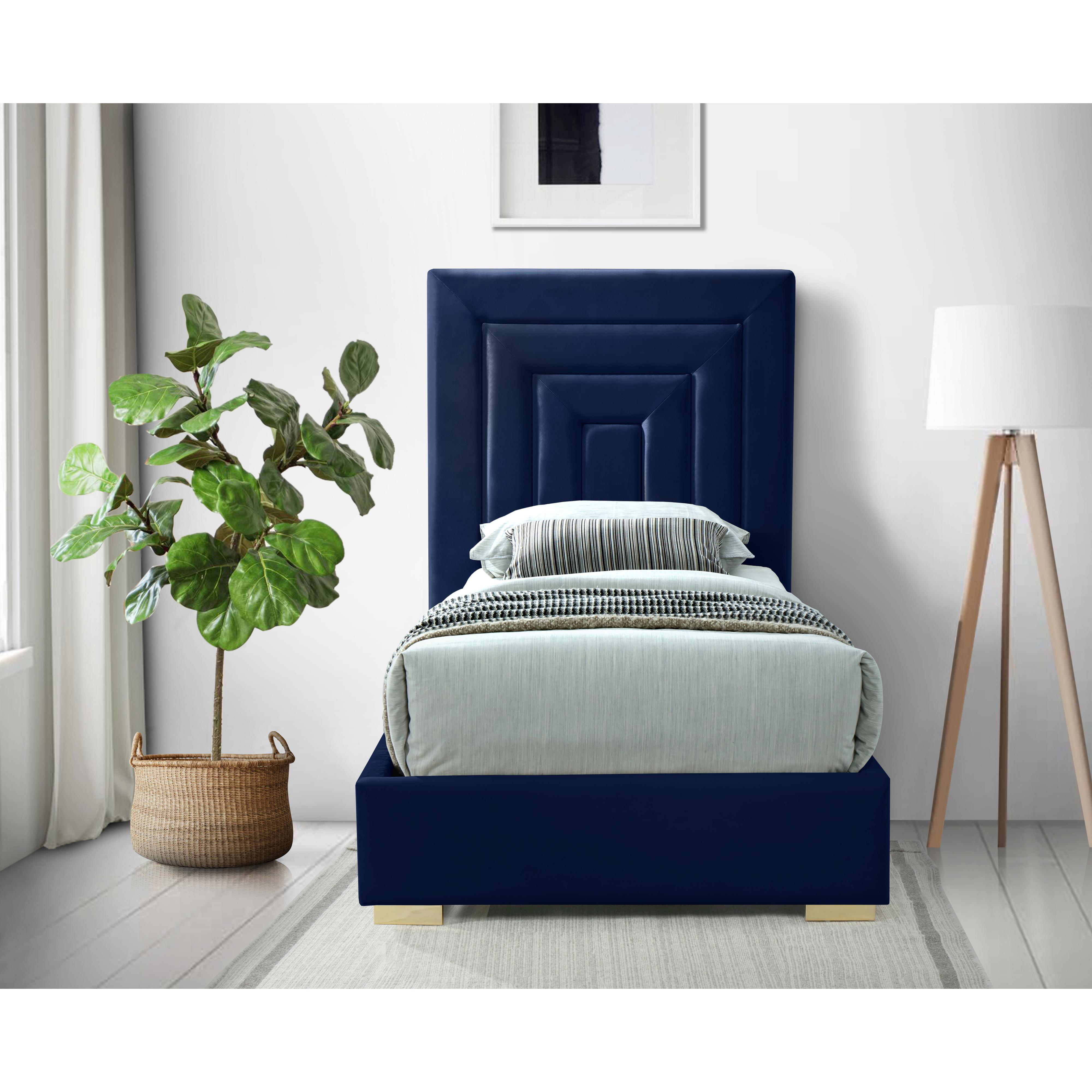 Meridian Nora Navy Velvet Twin Bed