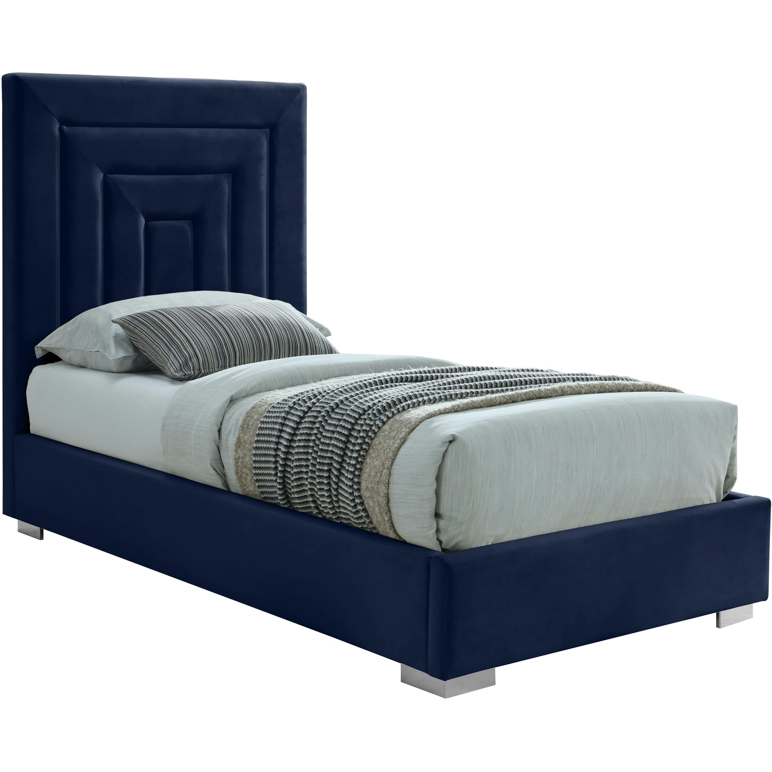 Meridian Nora Navy Velvet Twin Bed