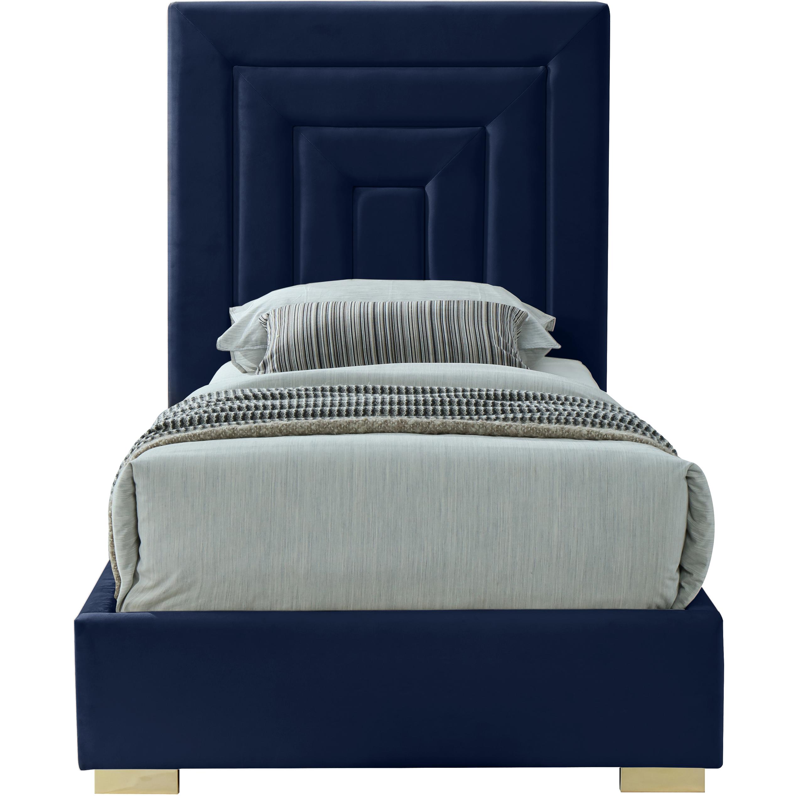 Meridian Nora Navy Velvet Twin Bed