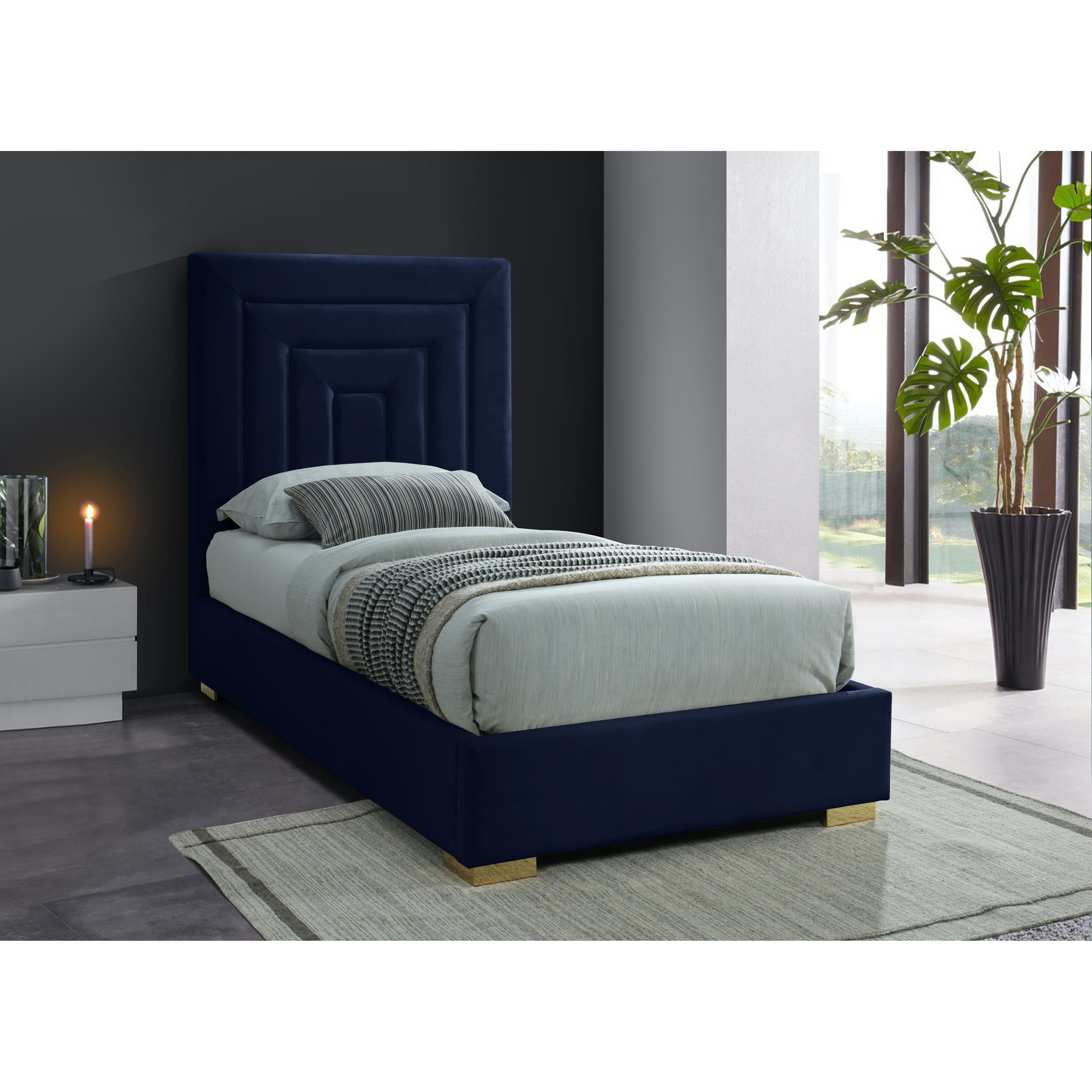 Meridian Nora Navy Velvet Twin Bed