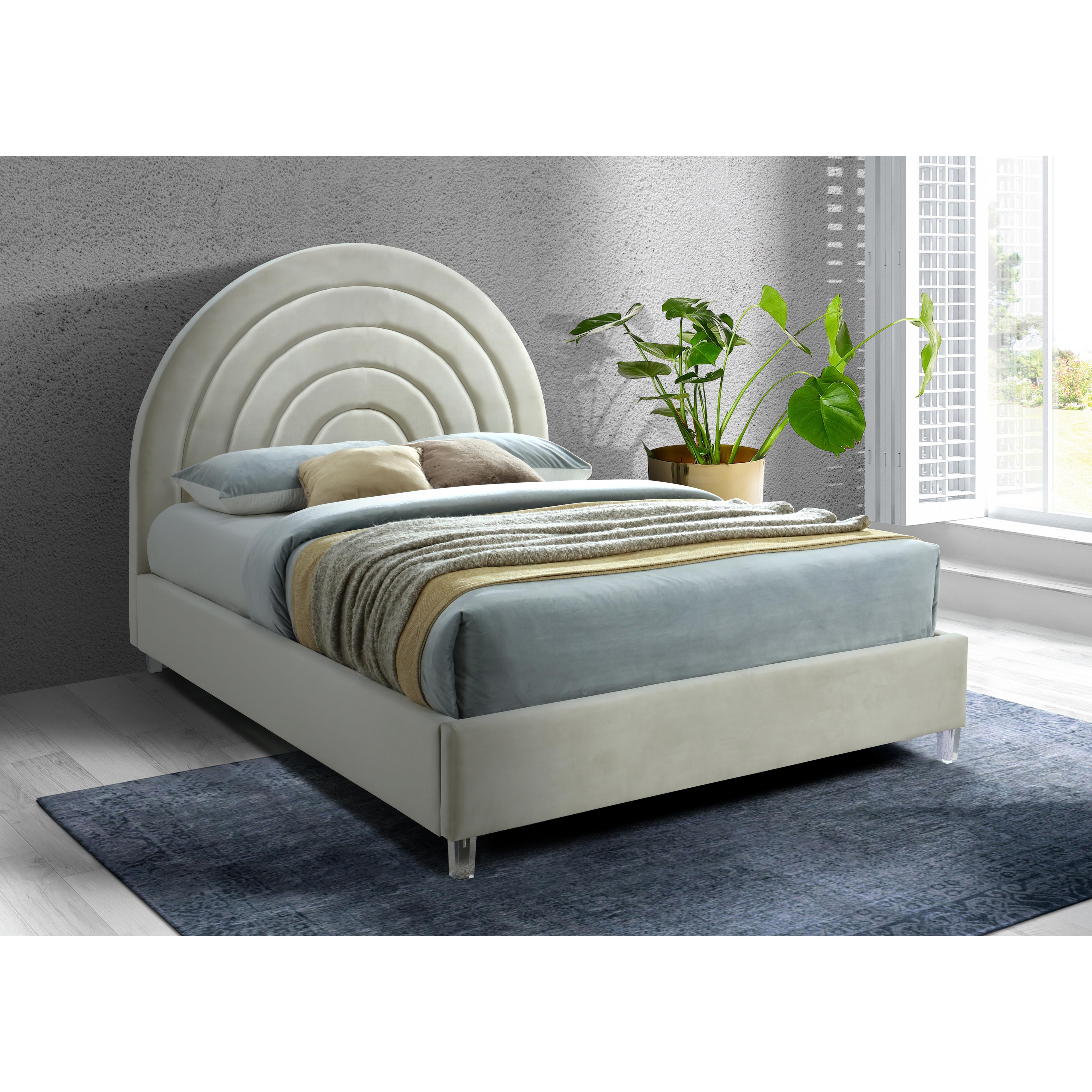 Meridian Rainbow Cream Velvet Full Bed