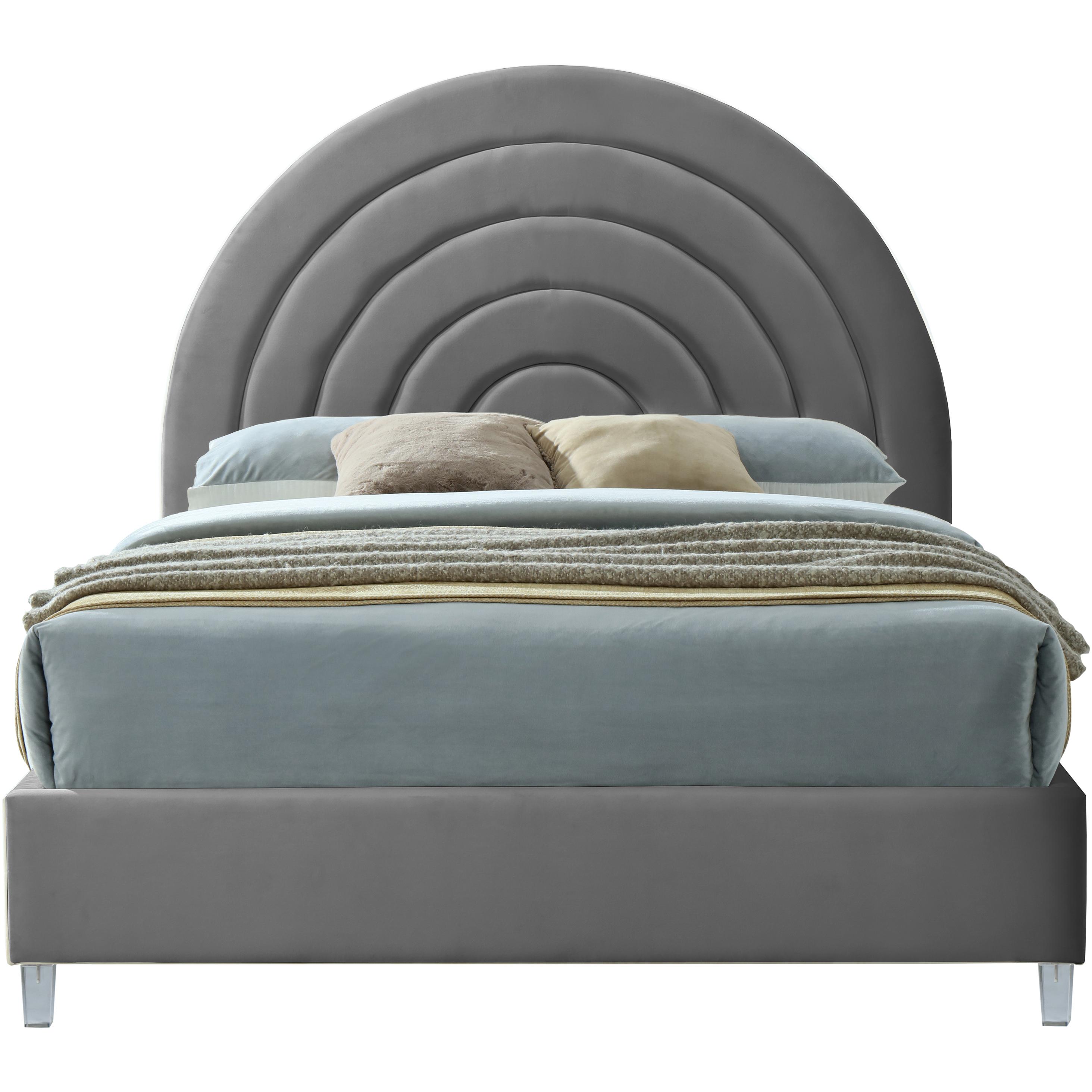 Meridian Rainbow Grey Velvet Full Bed