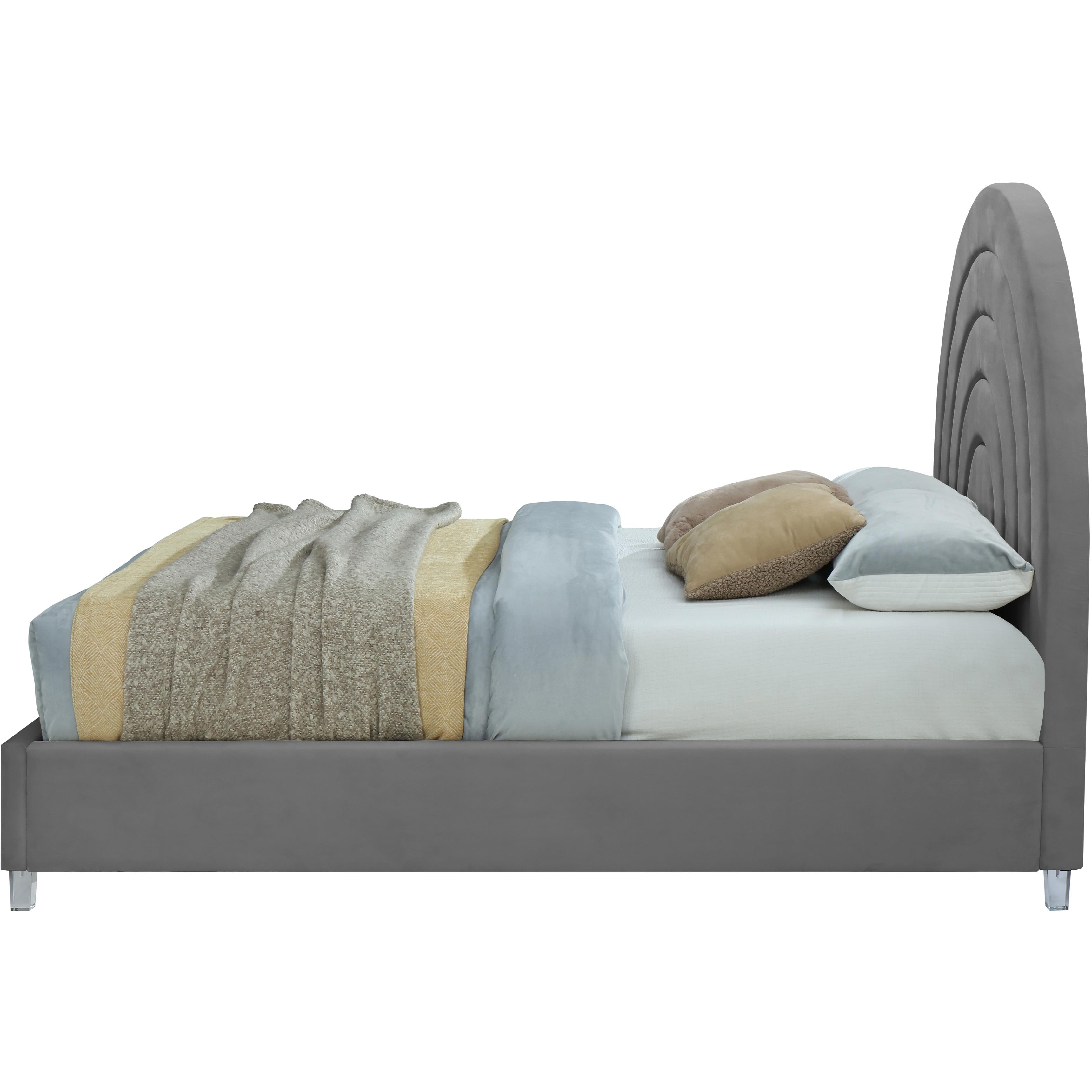 Meridian Rainbow Grey Velvet Full Bed