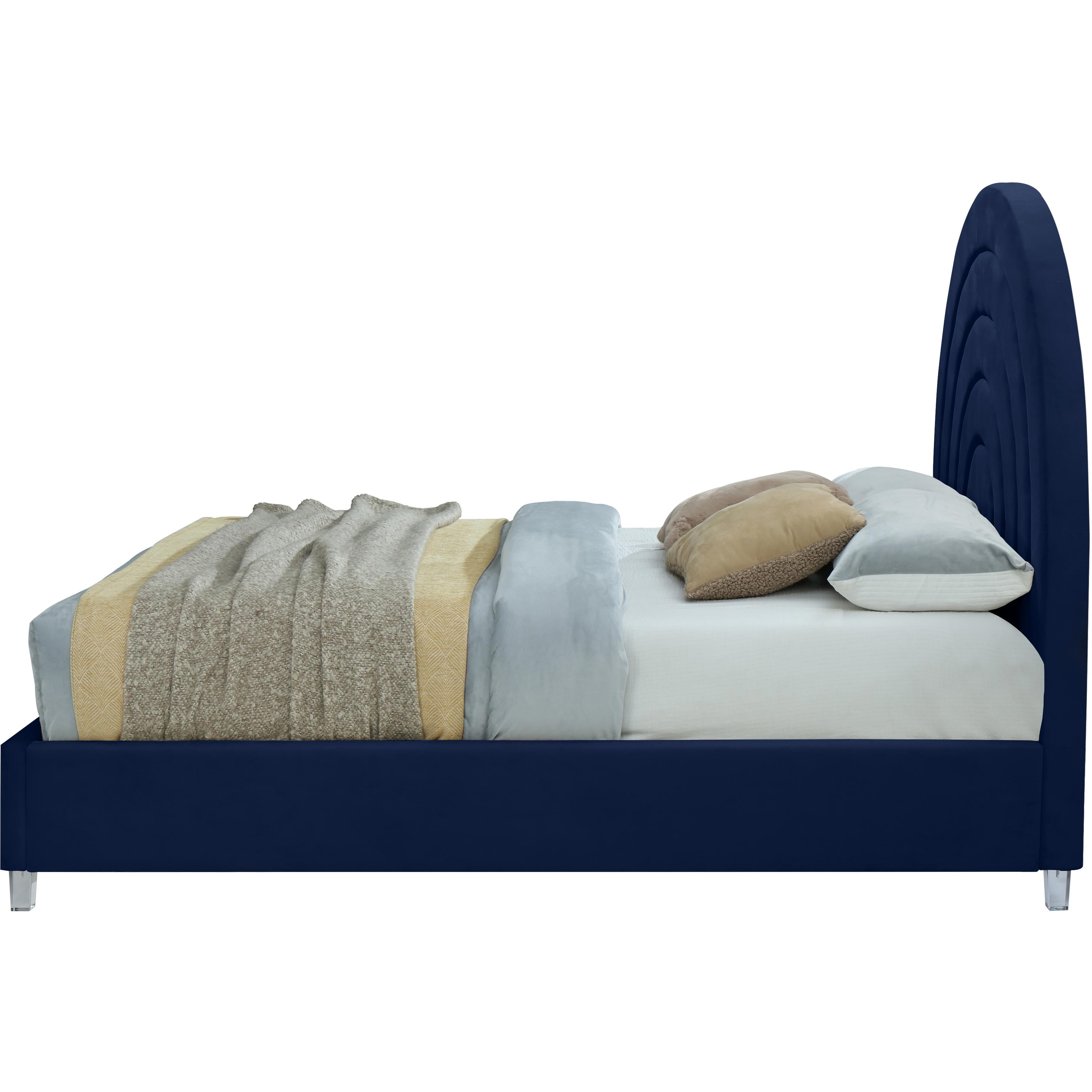 Meridian Rainbow Navy Velvet Full Bed