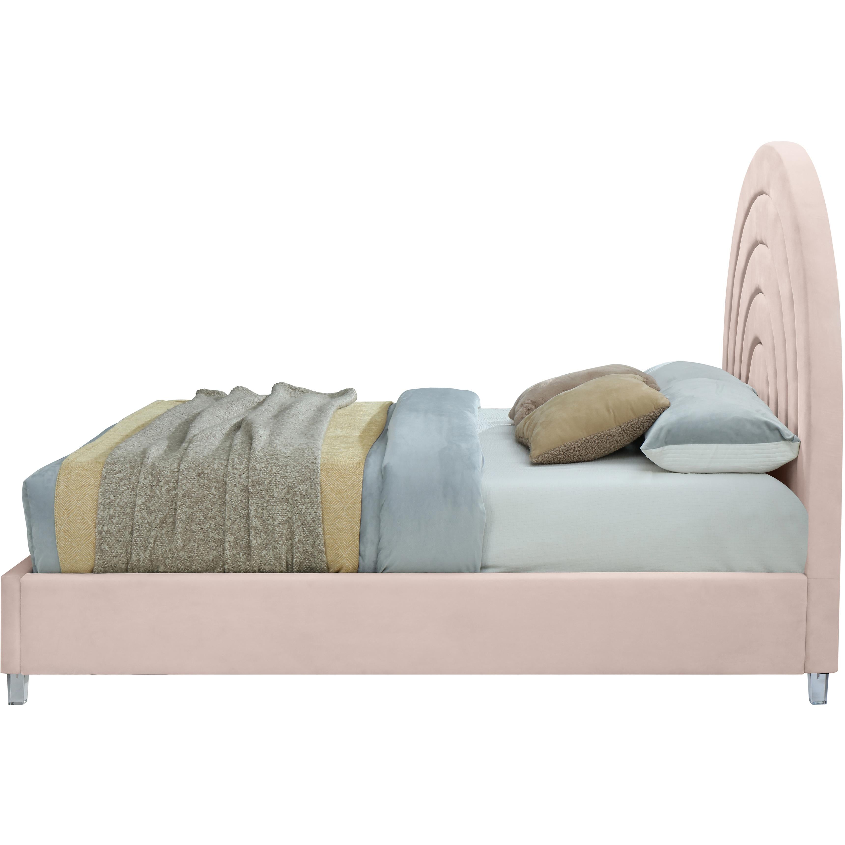 Meridian Rainbow Pink Velvet Full Bed