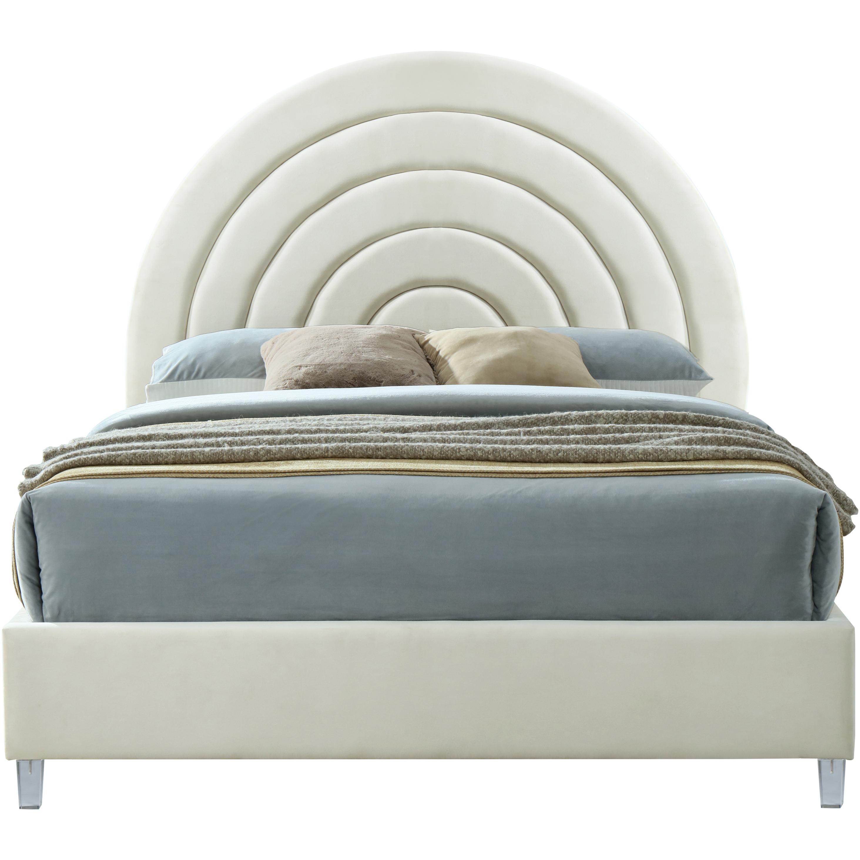 Meridian Rainbow Cream Velvet King Bed