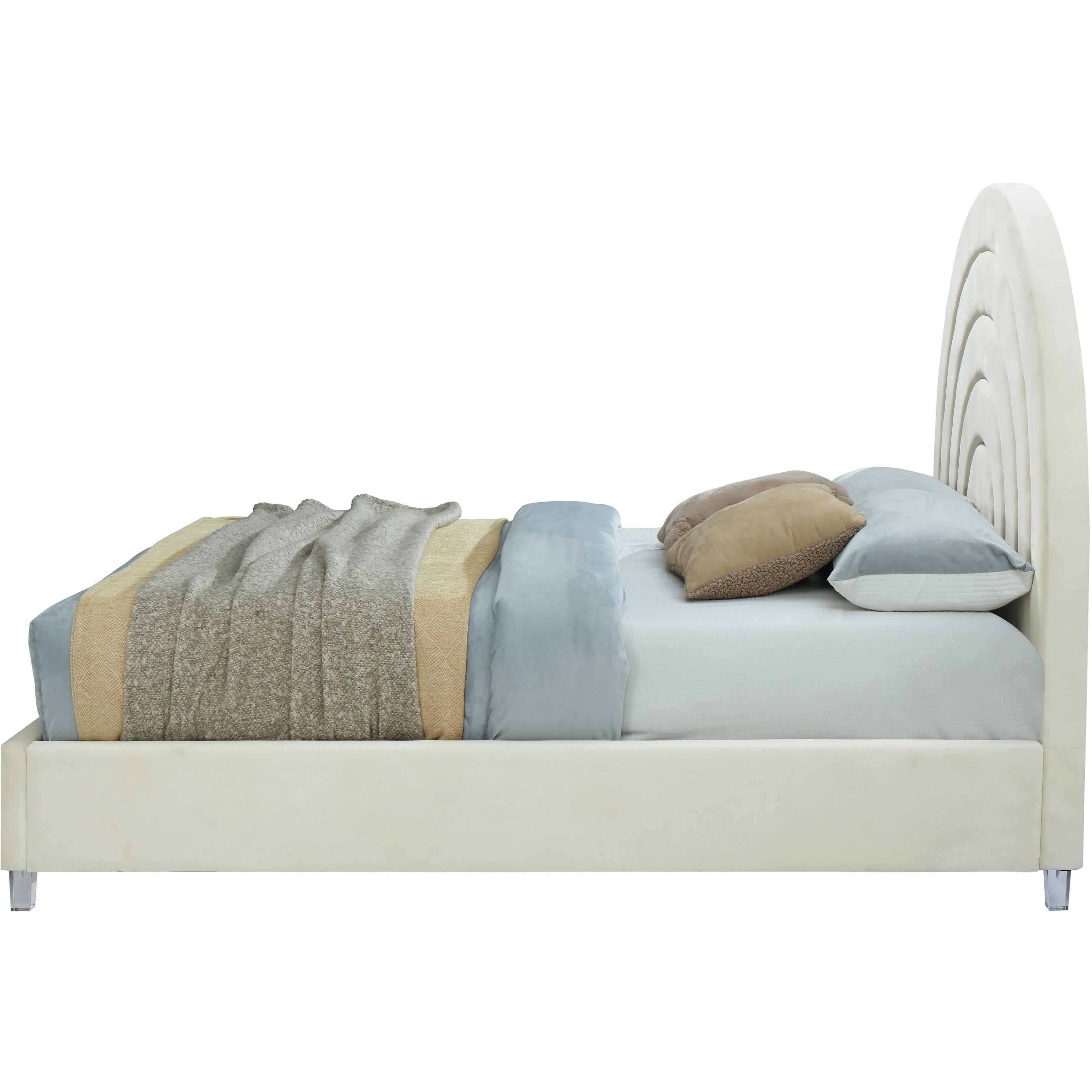 Meridian Rainbow Cream Velvet King Bed