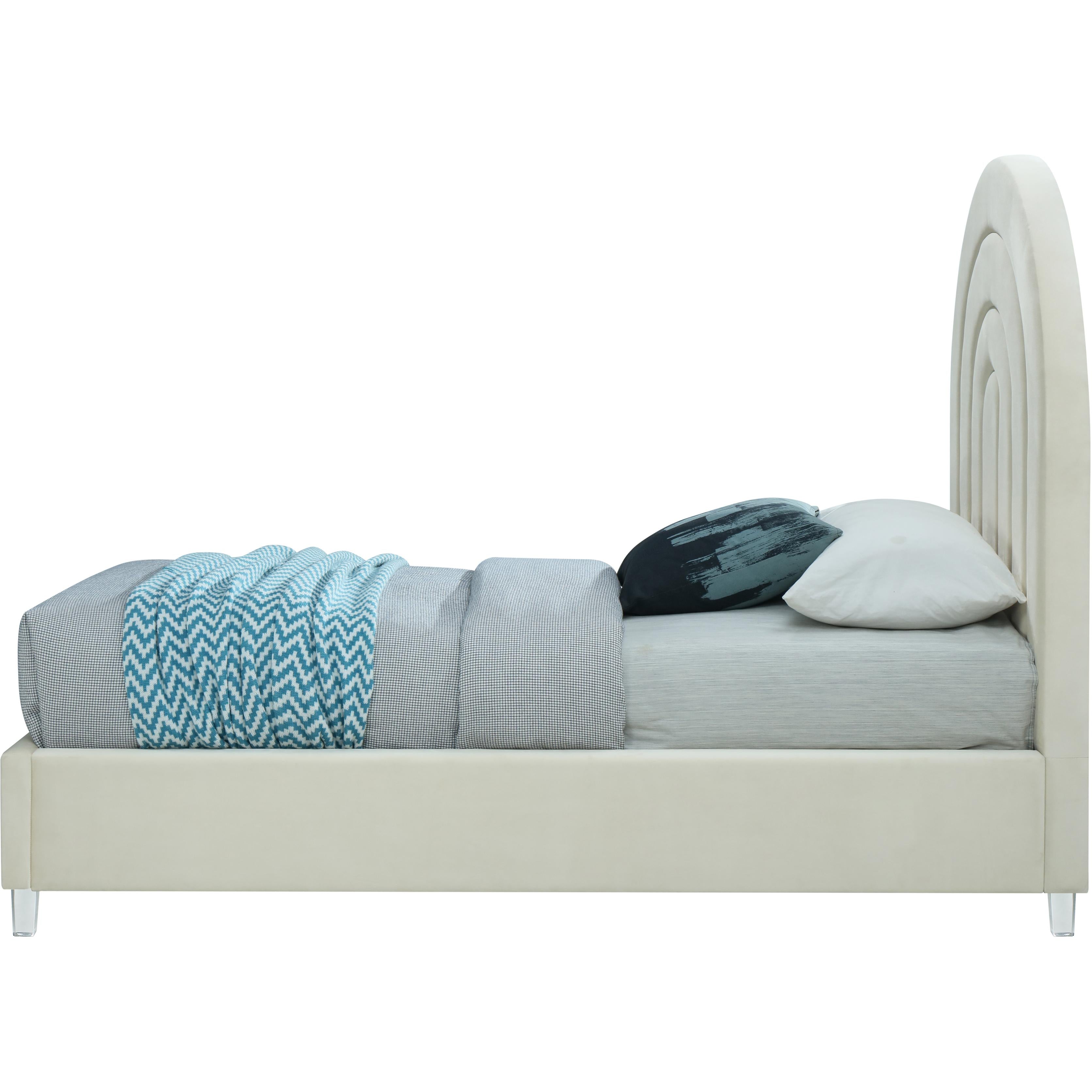 Meridian Rainbow Cream Velvet Twin Bed