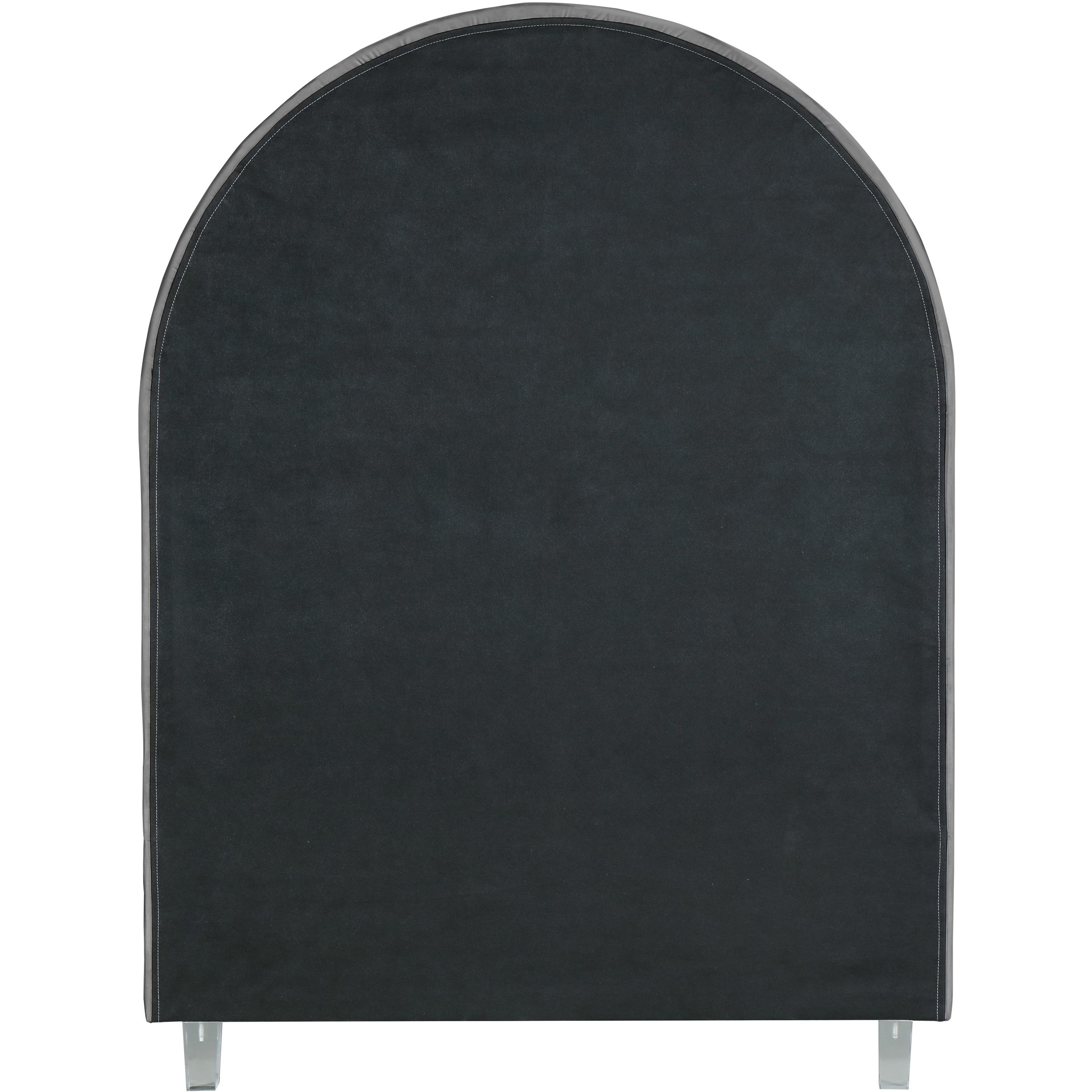 Meridian Rainbow Grey Velvet Twin Bed