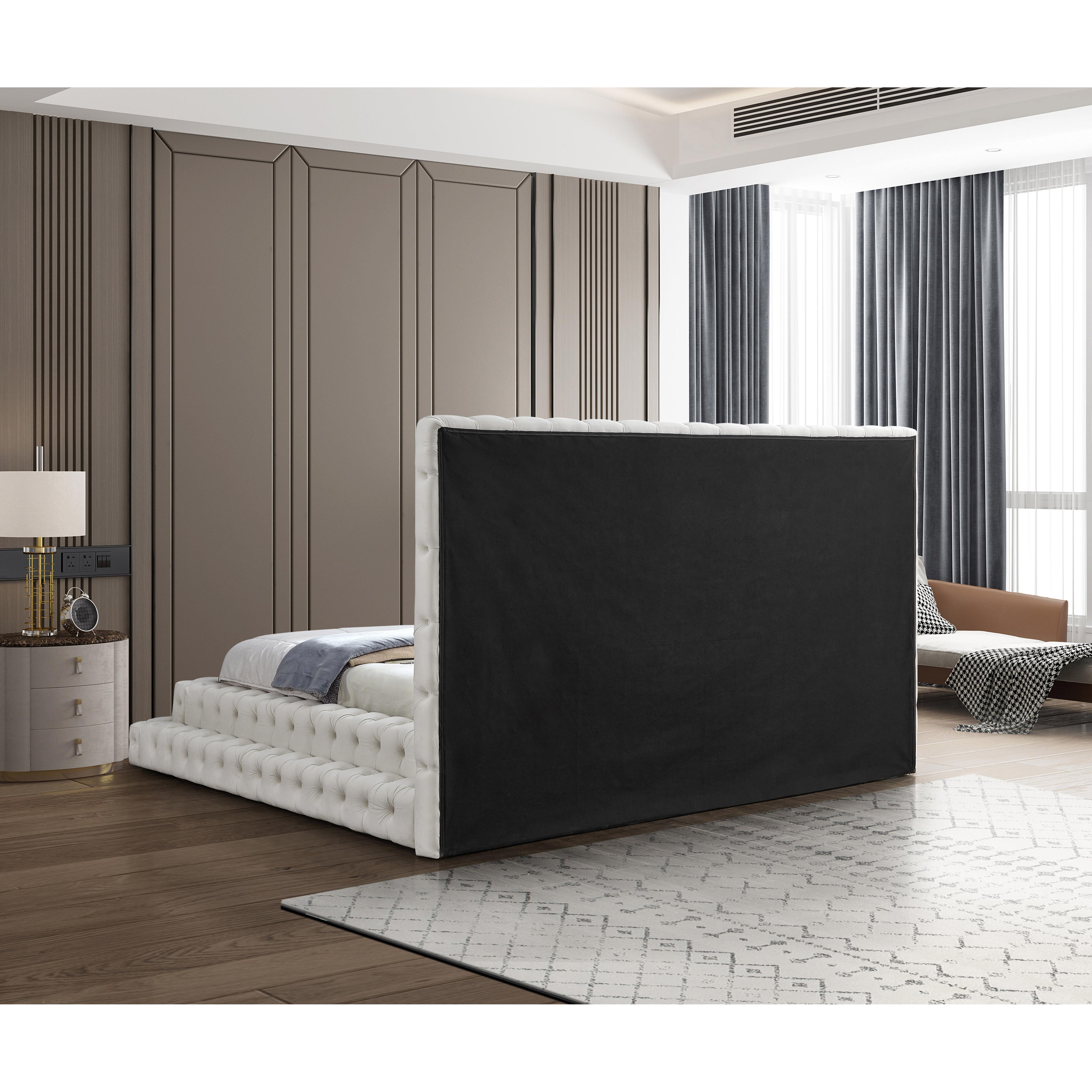 Meridian Revel Cream Velvet King Bed (3 Boxes)